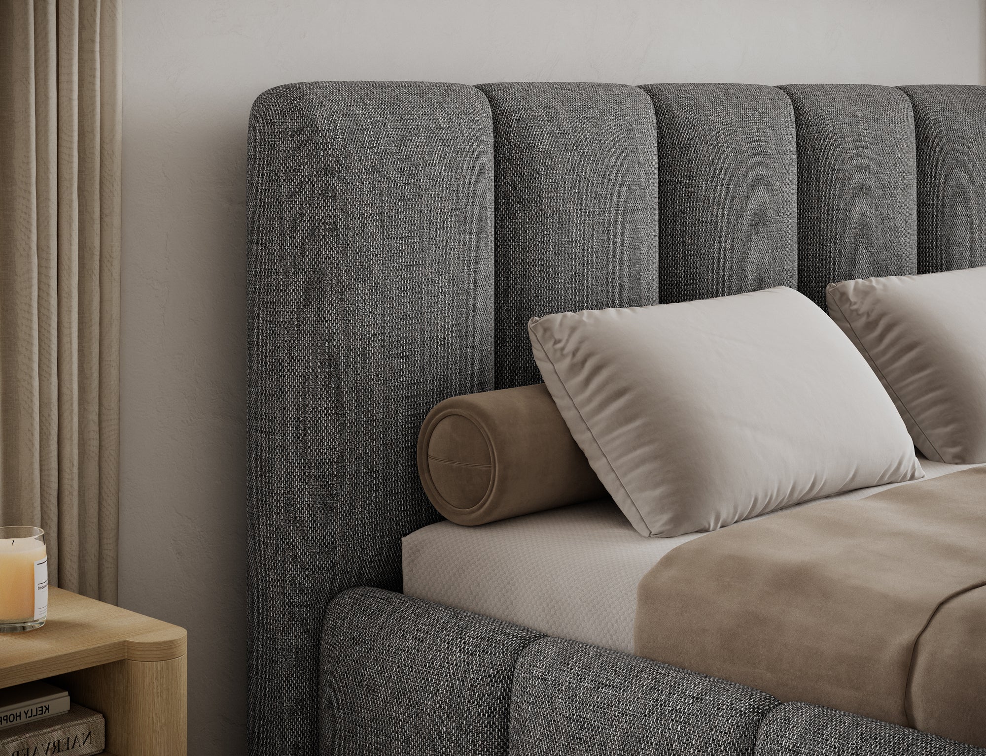 Lit coffre Fuji – design matelassé et rangement intégré