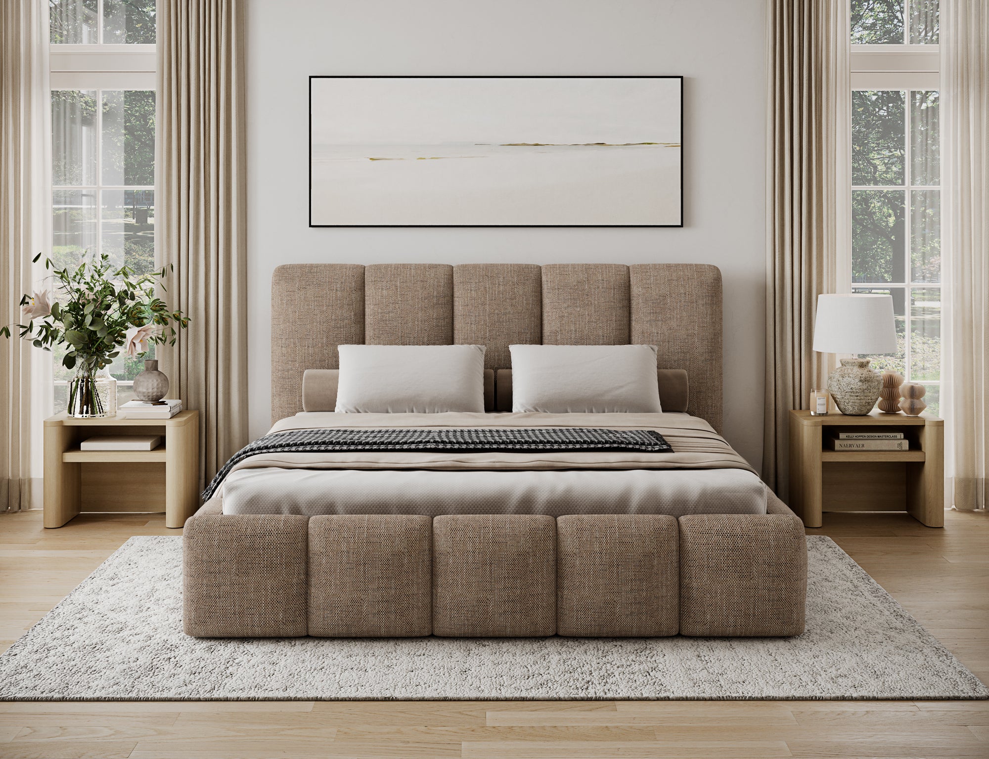 Lit coffre Fuji – design matelassé et rangement intégré