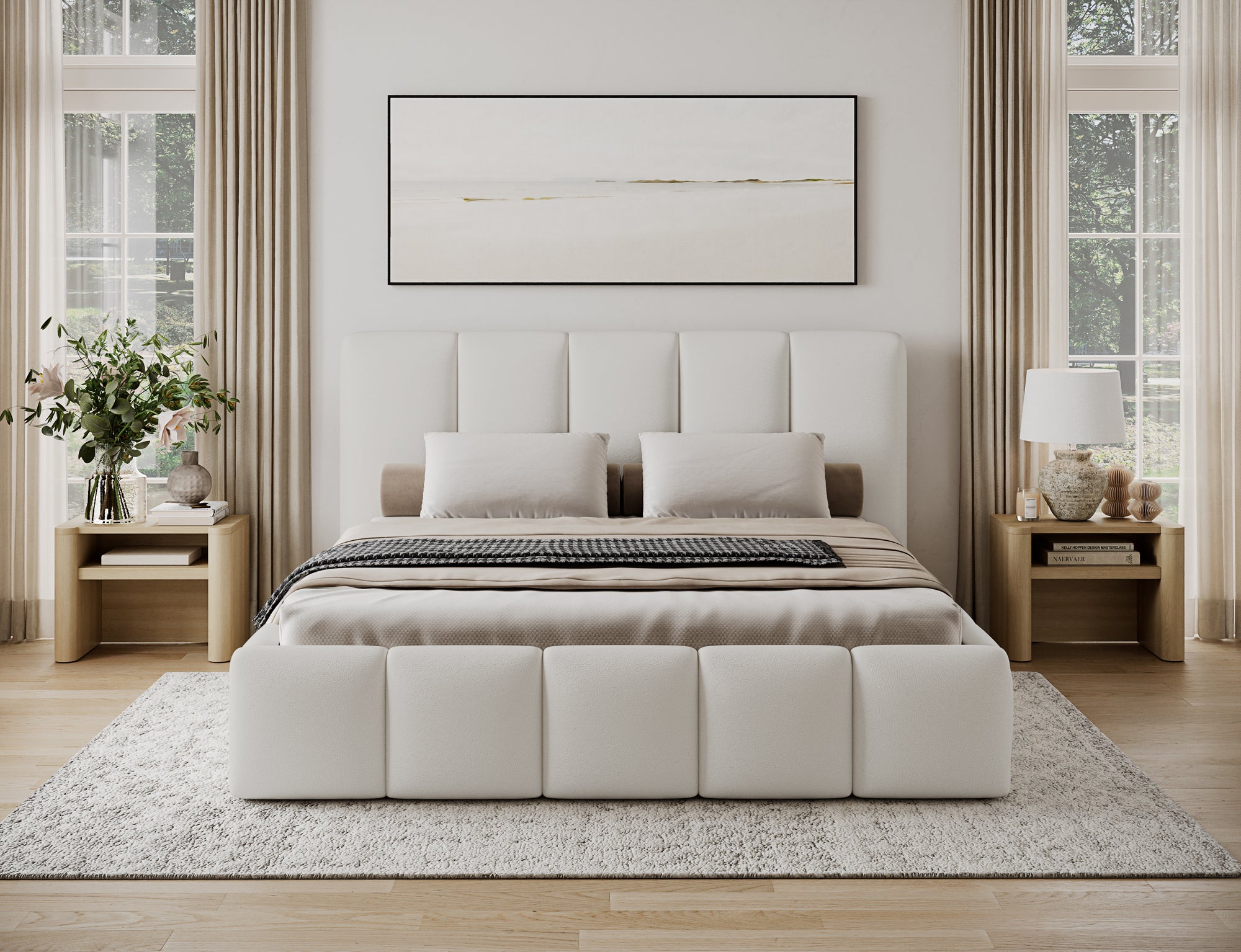 Lit coffre Fuji – design matelassé et rangement intégré