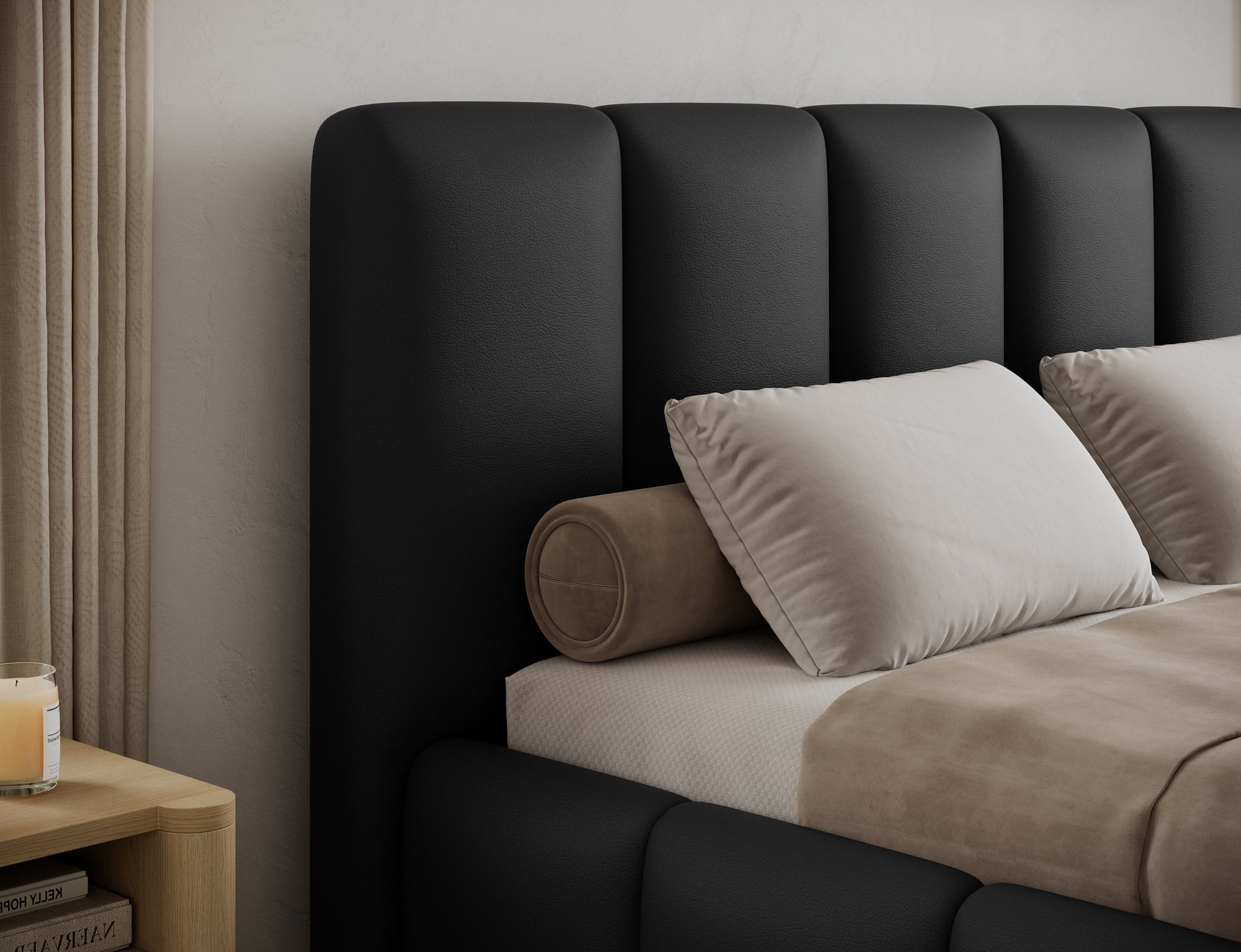 Lit coffre Fuji – design matelassé et rangement intégré