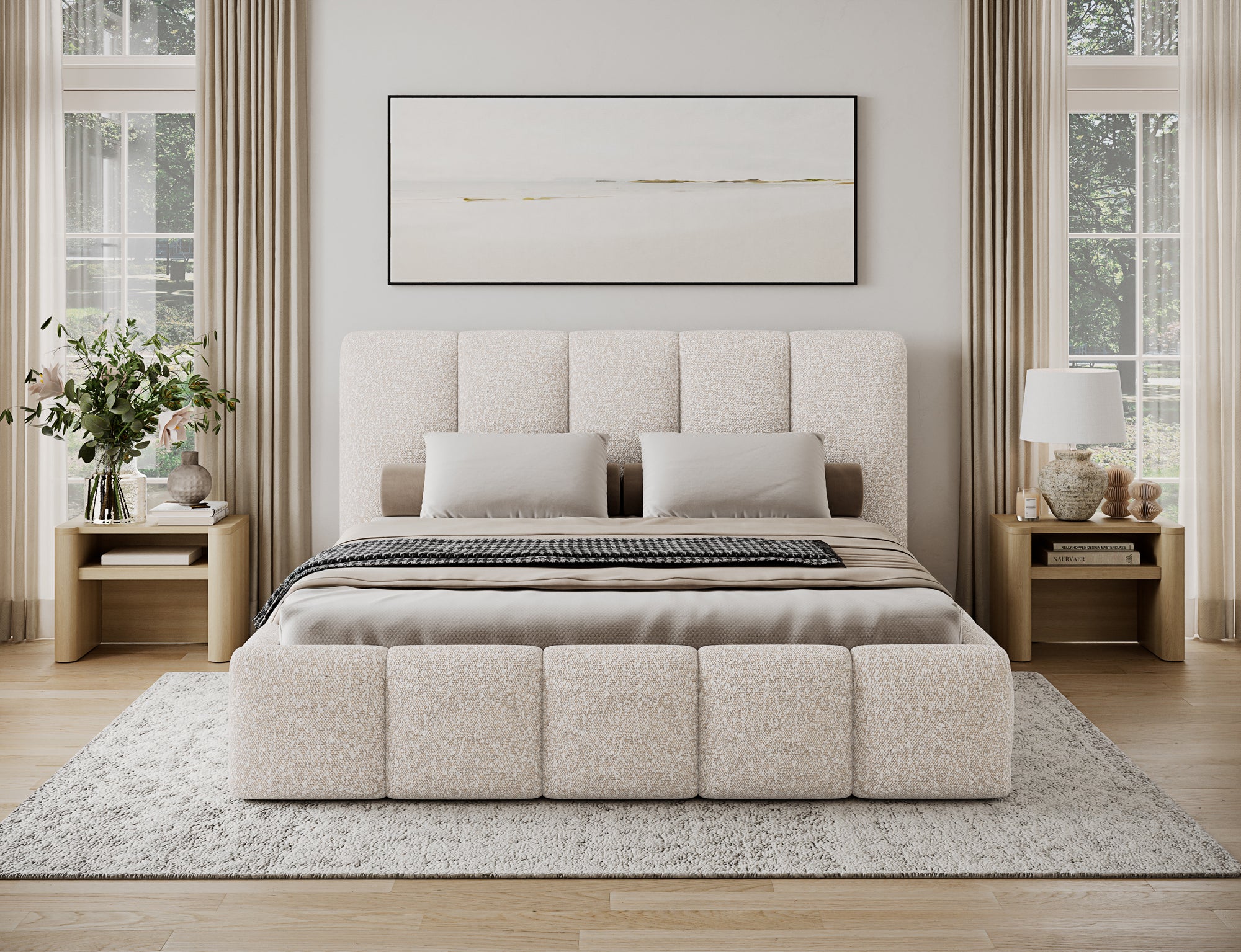 Lit coffre Fuji – design matelassé et rangement intégré