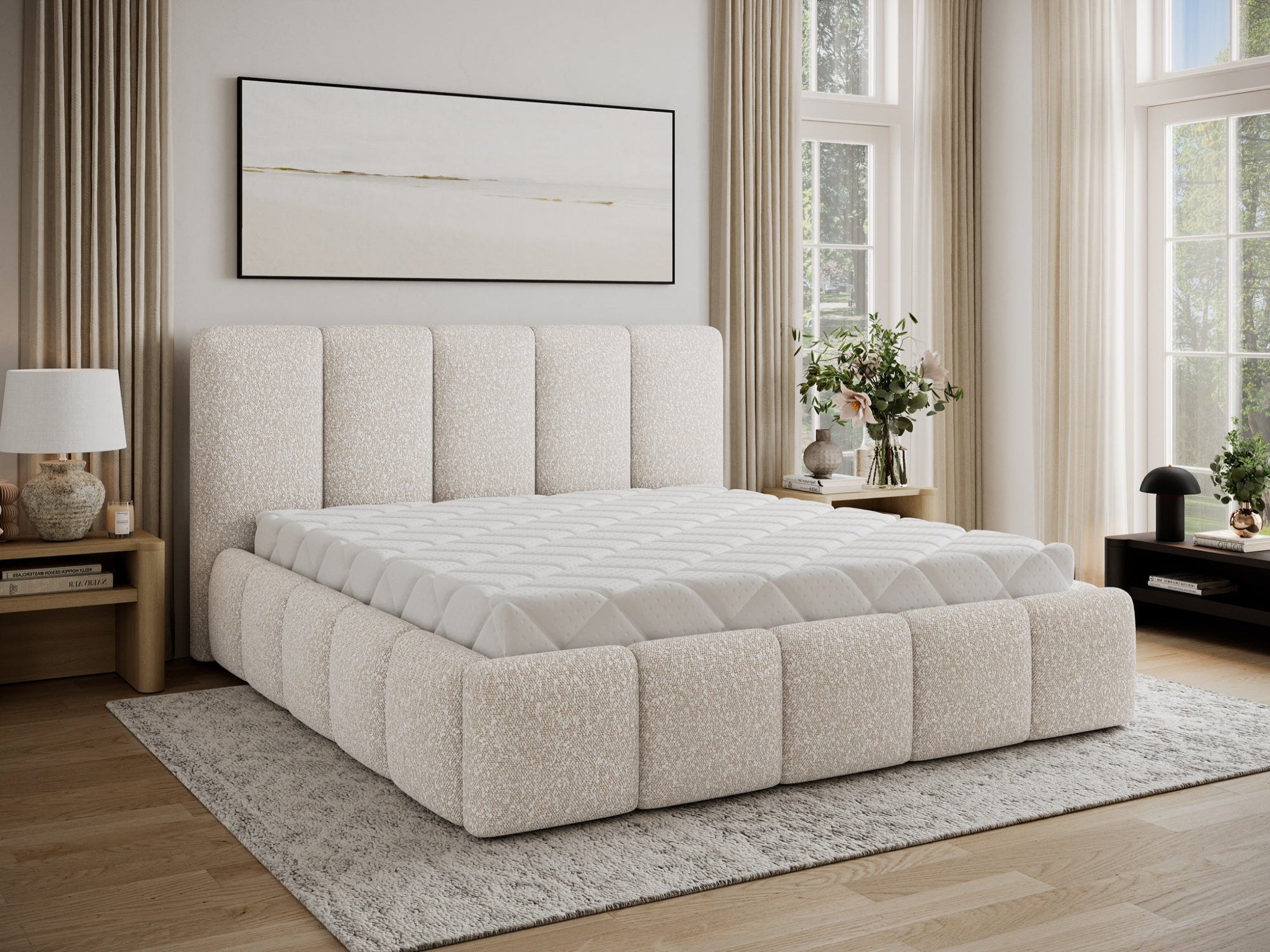Lit coffre Fuji – design matelassé et rangement intégré