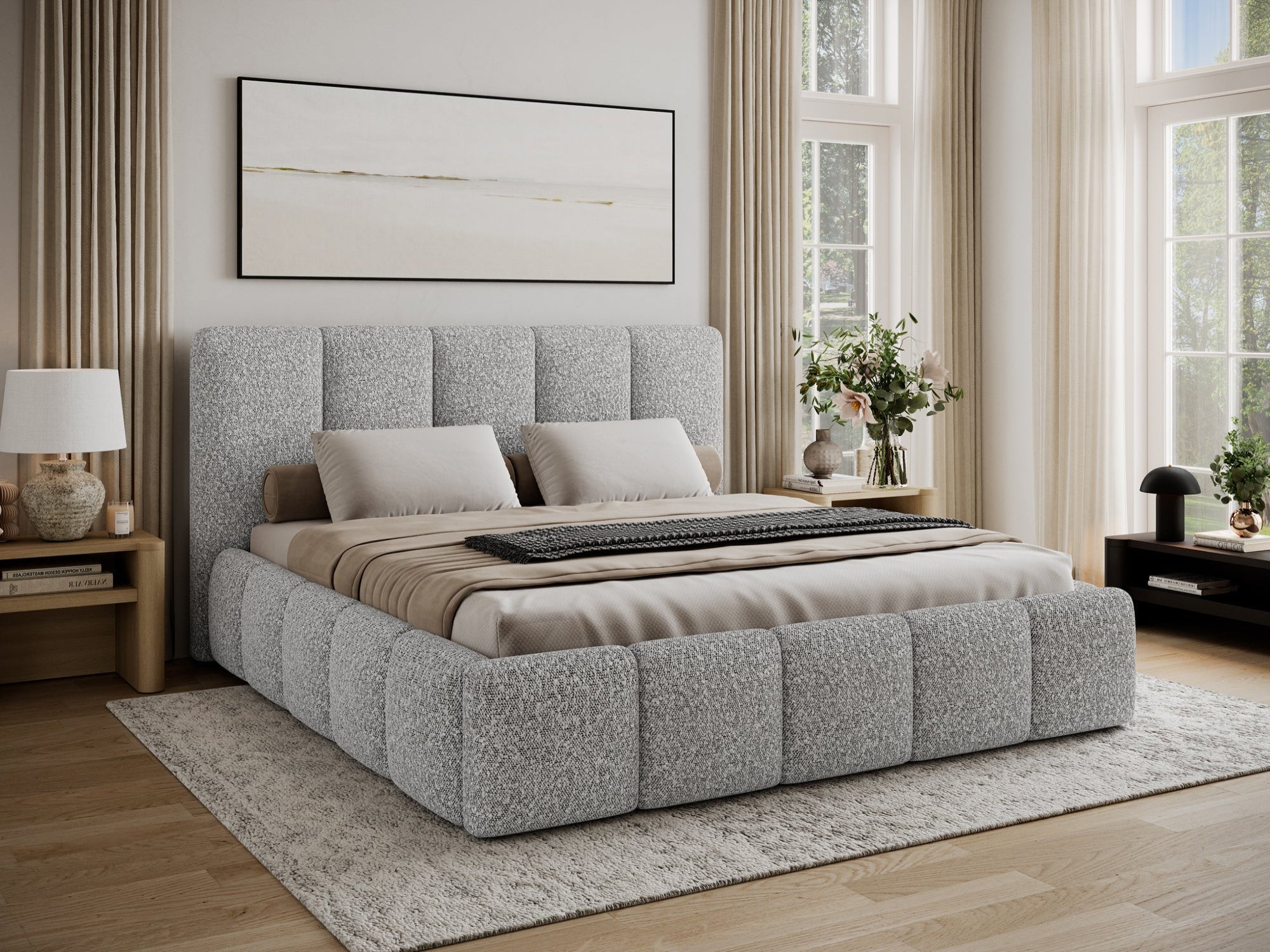 Lit coffre Fuji – design matelassé et rangement intégré