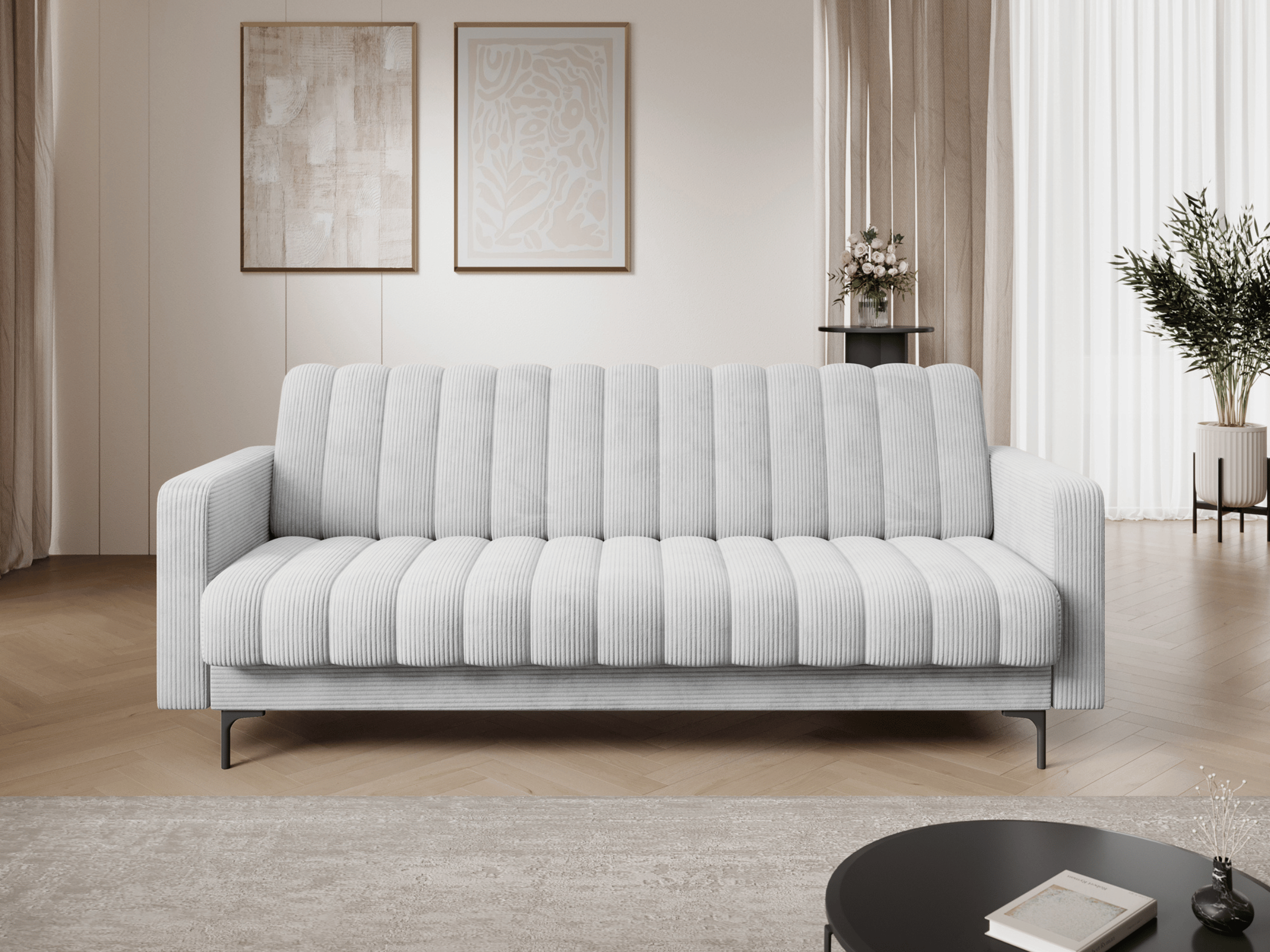 Canapé-lit FUJI – Convertible avec coffre de rangement, assise capitonnée et mécanisme Click-Clack