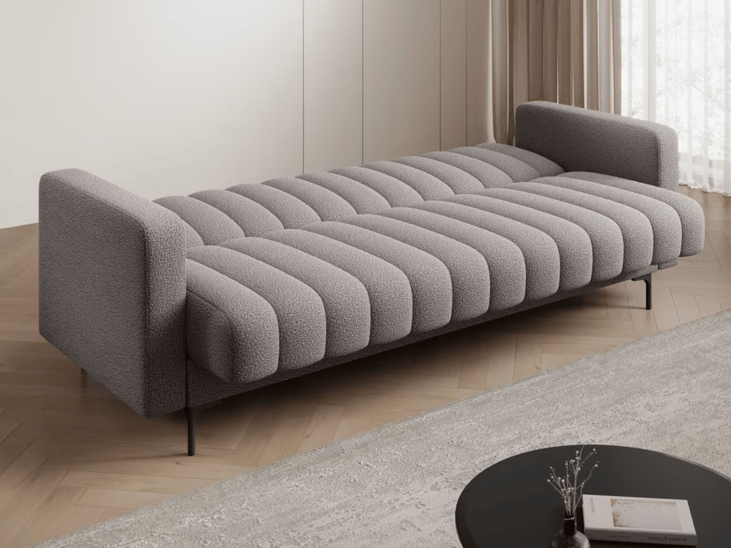 Canapé-lit FUJI – Convertible avec coffre de rangement, assise capitonnée et mécanisme Click-Clack