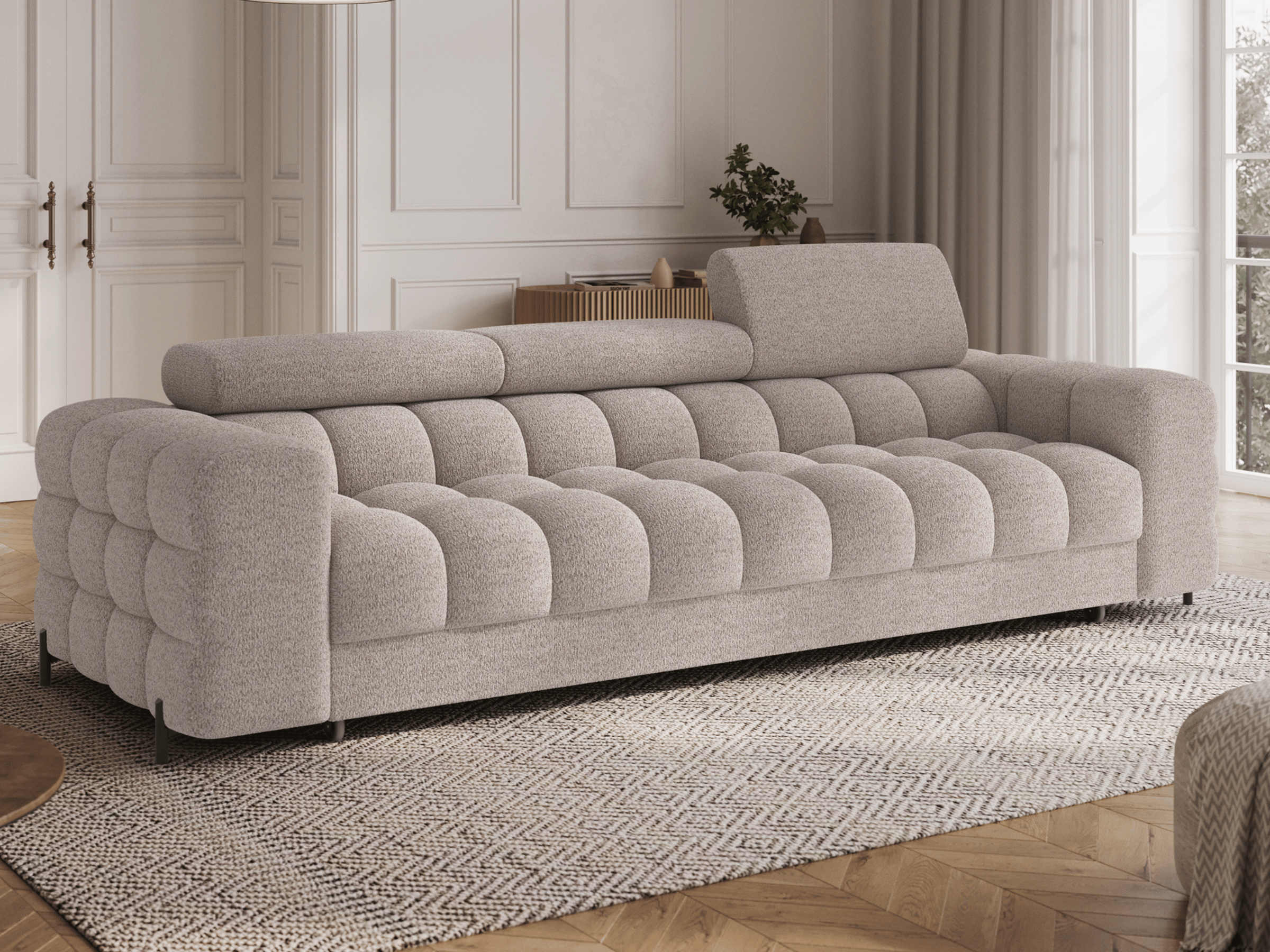 Canapé Convertible Montblanc – Banquette 3 Places avec Têtières Réglables