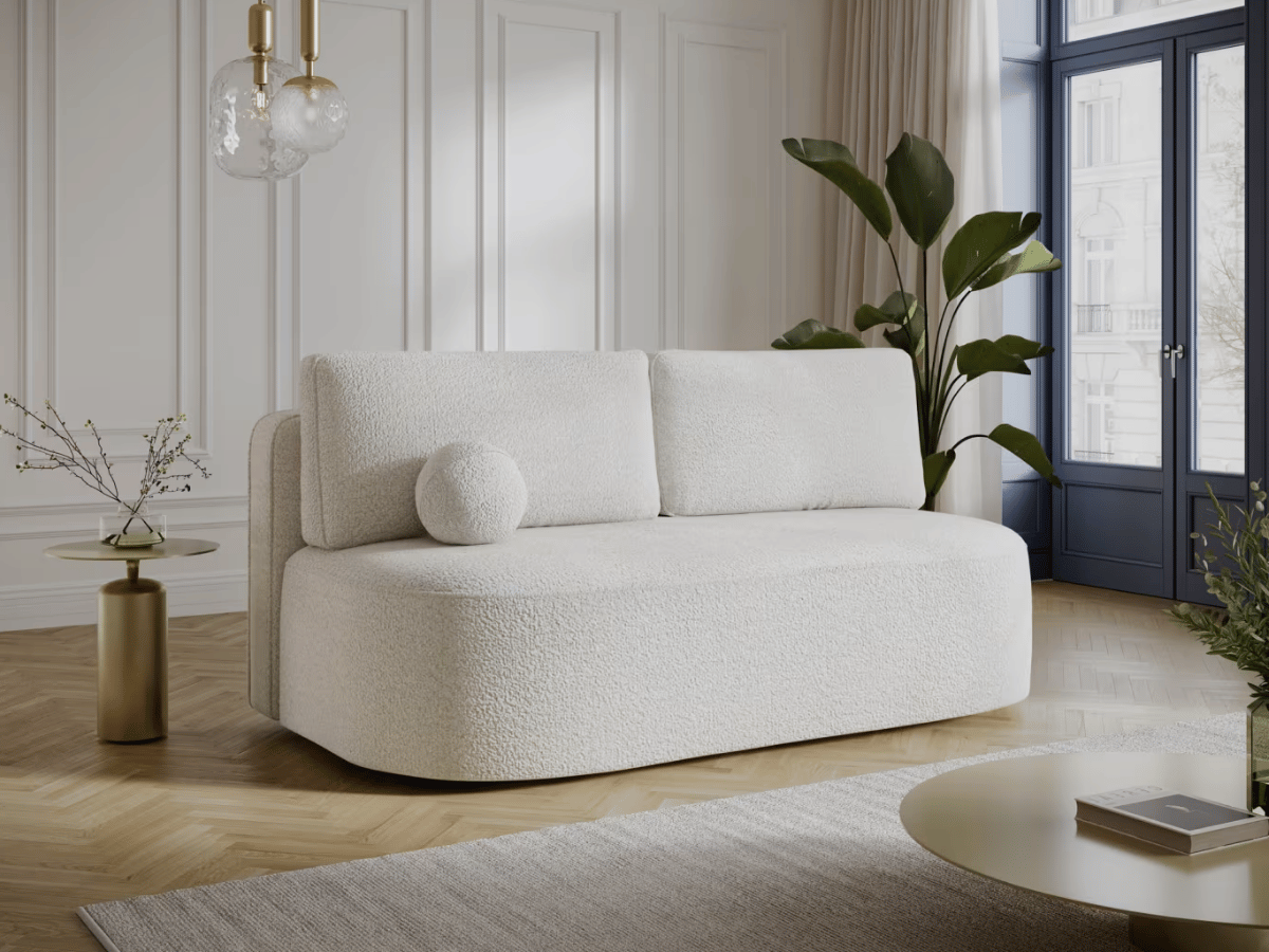 Canapé Lilana – Convertible 2 places avec coffre | Design arrondi moderne