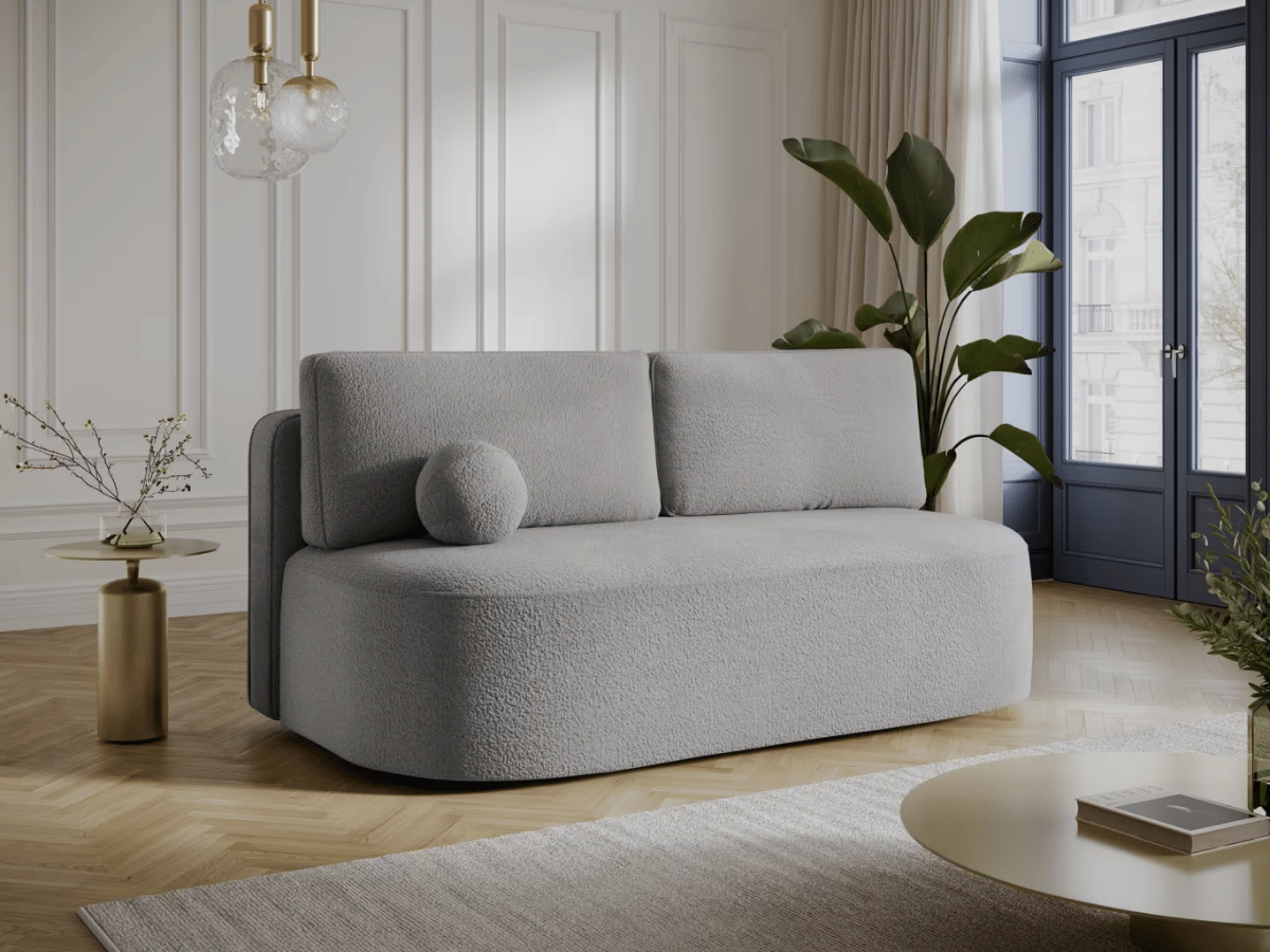 Canapé Lilana – Convertible 2 places avec coffre | Design arrondi moderne