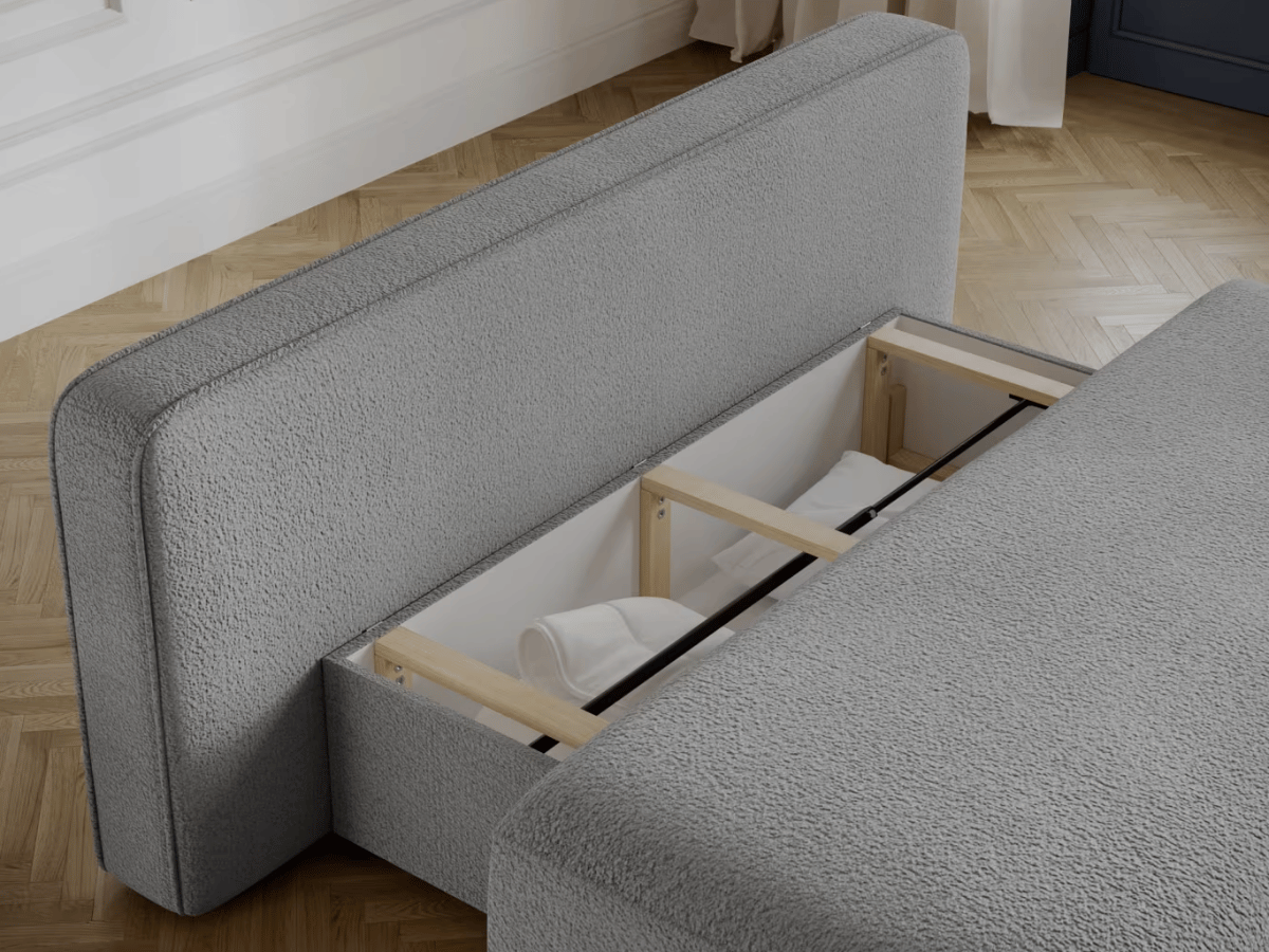 Canapé Lilana – Convertible 2 places avec coffre | Design arrondi moderne