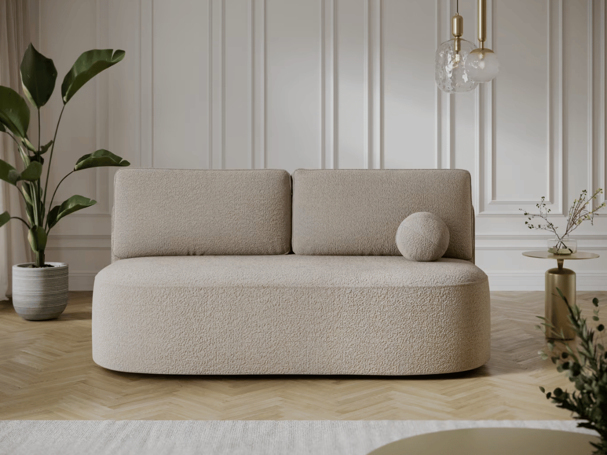 Canapé Lilana – Convertible 2 places avec coffre | Design arrondi moderne