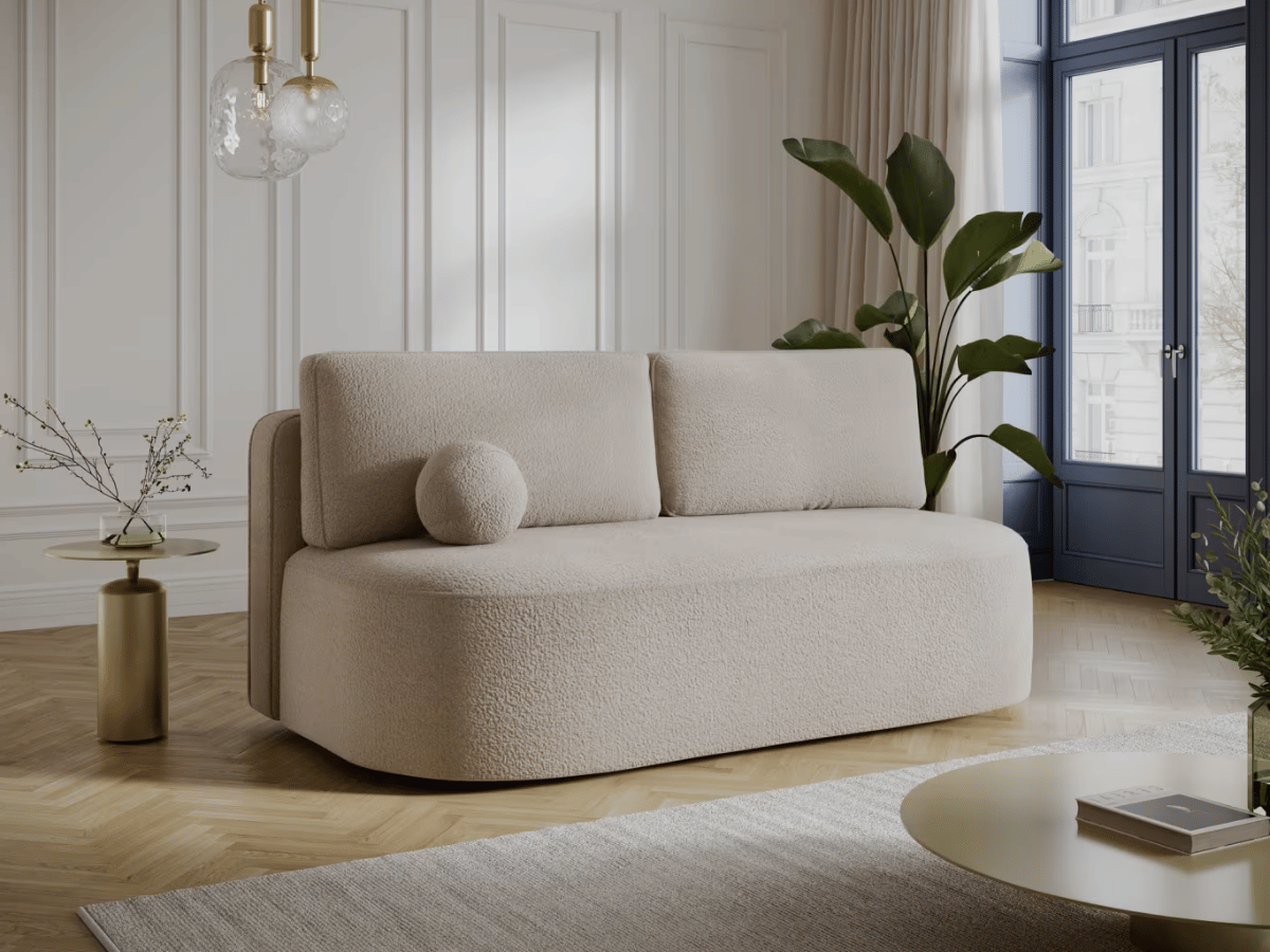 Canapé Lilana – Convertible 2 places avec coffre | Design arrondi moderne