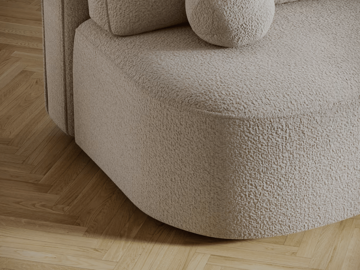 Canapé Lilana – Convertible 2 places avec coffre | Design arrondi moderne