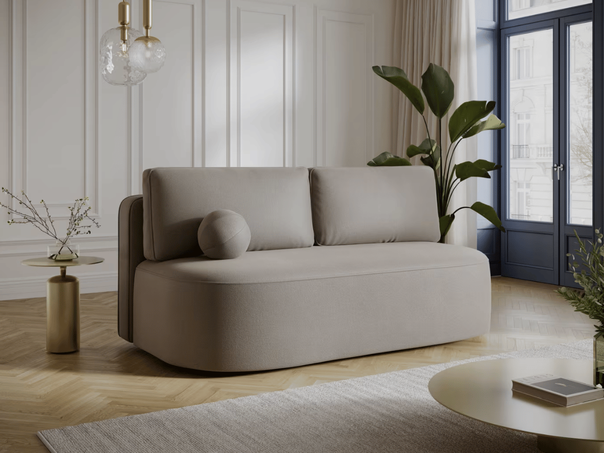 Canapé Lilana – Convertible 2 places avec coffre | Design arrondi moderne