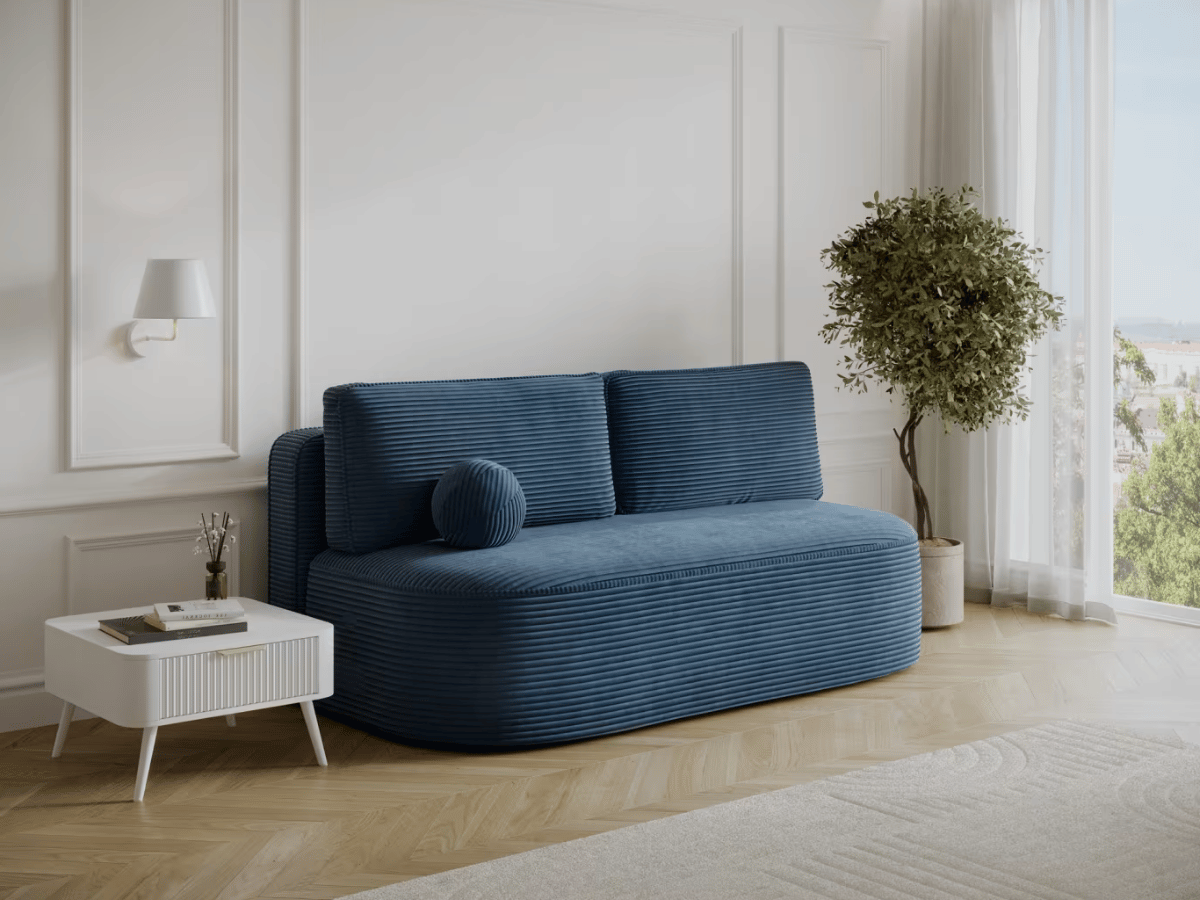 Canapé Lilana – Convertible 2 places avec coffre | Design arrondi moderne