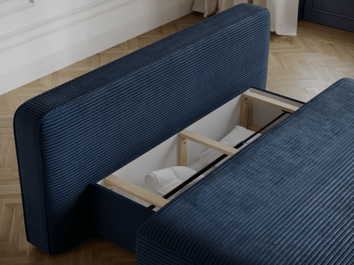 Canapé Lilana – Convertible 2 places avec coffre | Design arrondi moderne