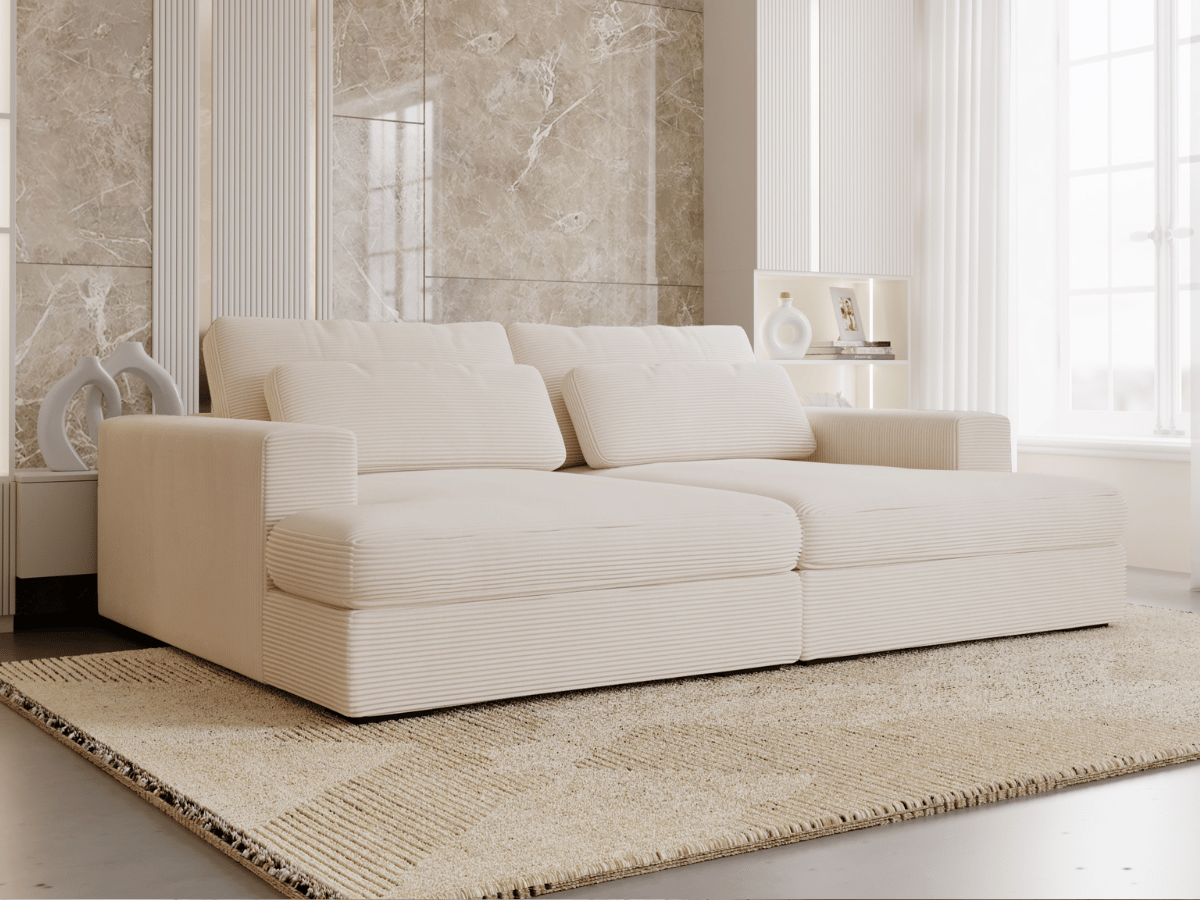 Canapé Elena – Grand Canapé assise profond en Velours Côtelé | Confort XXL & Design Moderne