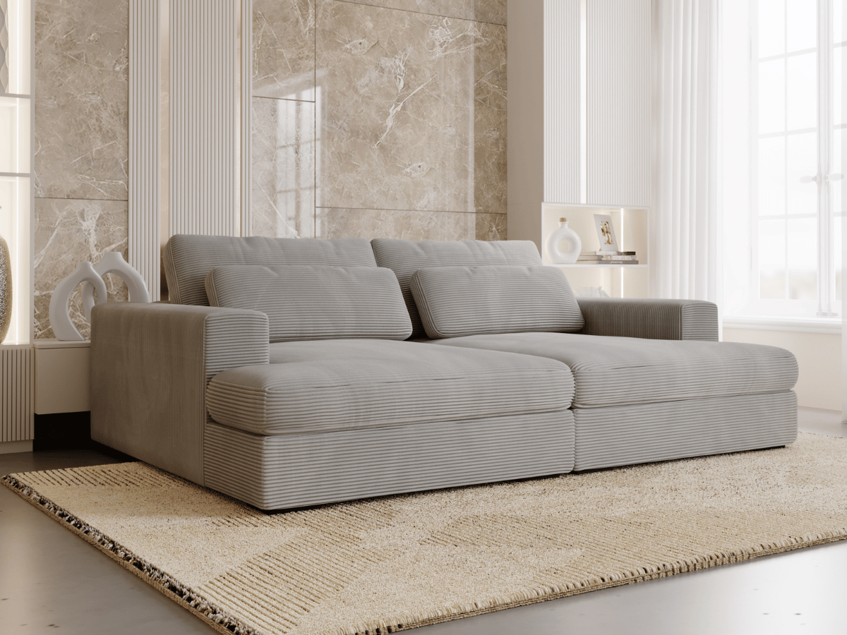 Canapé Elena – Grand Canapé assise profond en Velours Côtelé | Confort XXL & Design Moderne