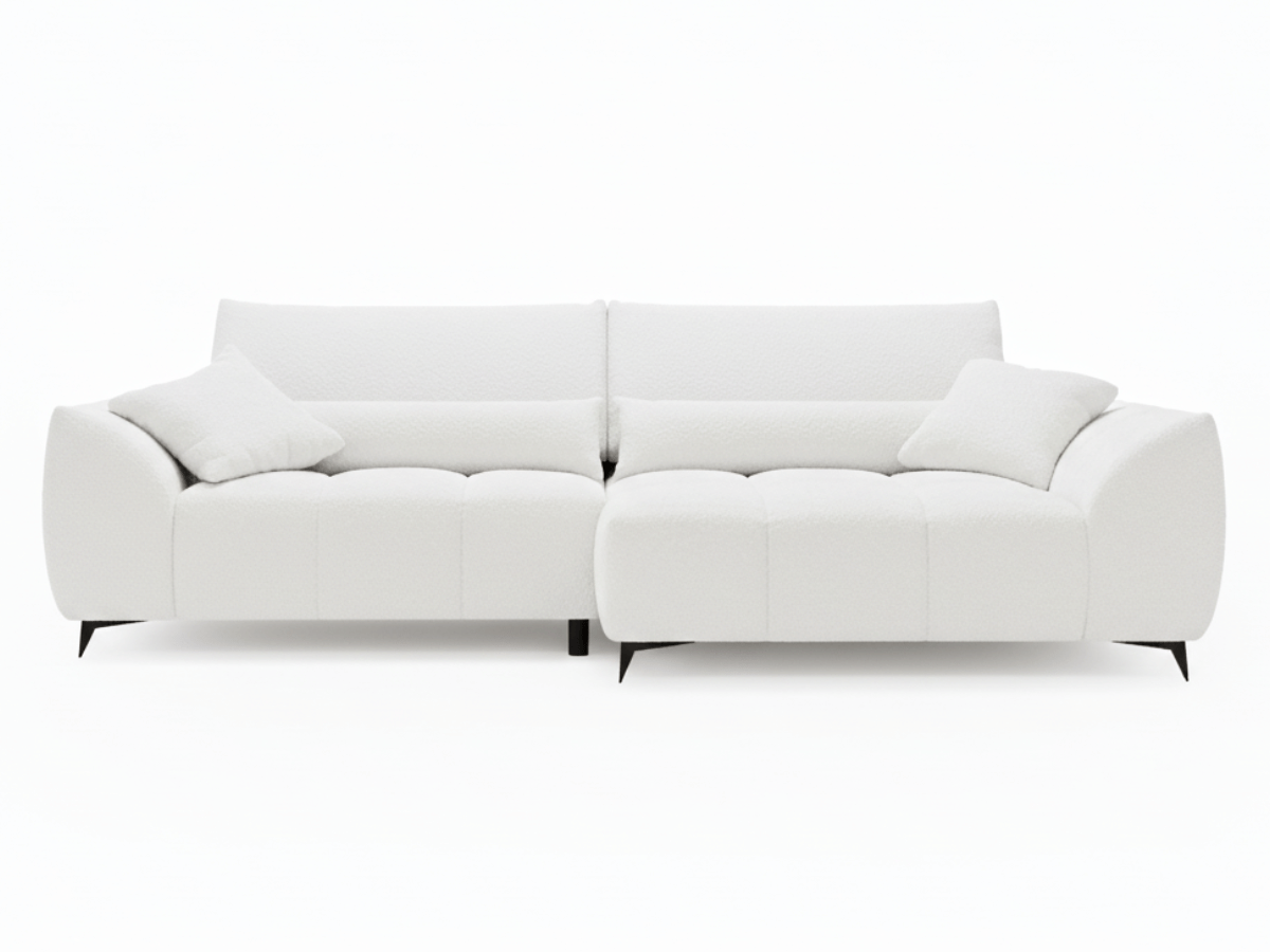 Canapé d’angle Lara – Convertible avec grande méridienne, coffre intégré