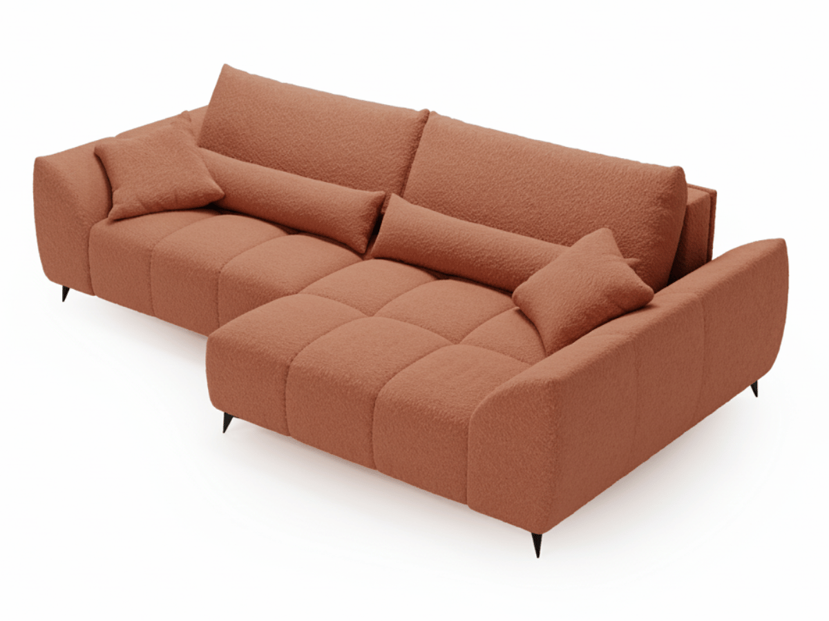 Canapé d’angle Lara – Convertible avec grande méridienne, coffre intégré