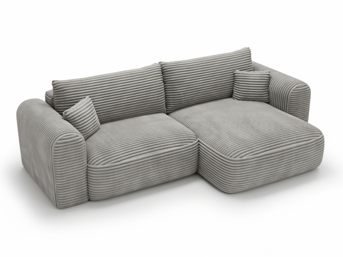 Canapé d’Angle Convertible LUMA – Velours Côtelé Épais – Coffre de Rangement