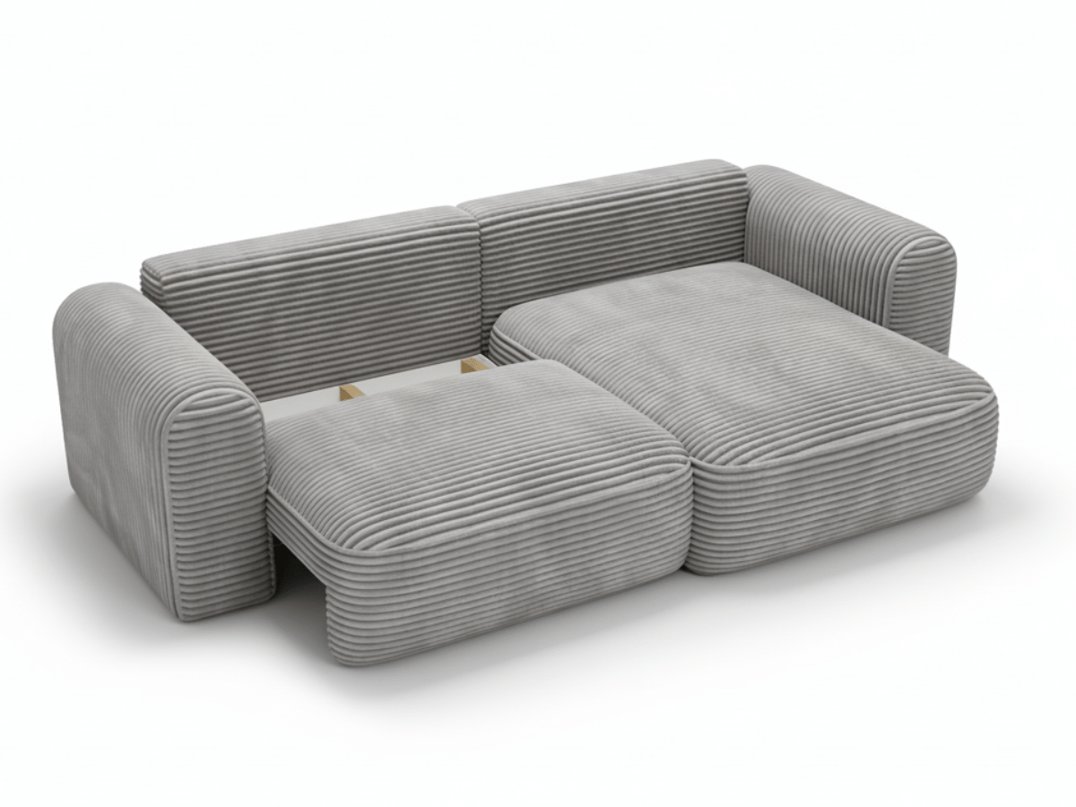 Canapé d’Angle Convertible LUMA – Velours Côtelé Épais – Coffre de Rangement