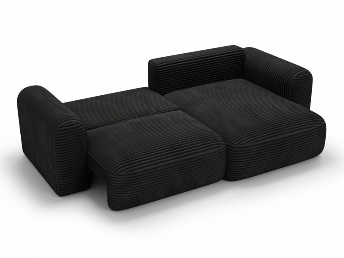 Canapé d’Angle Convertible LUMA – Velours Côtelé Épais – Coffre de Rangement