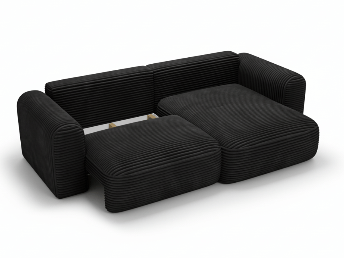 Canapé d’Angle Convertible LUMA – Velours Côtelé Épais – Coffre de Rangement