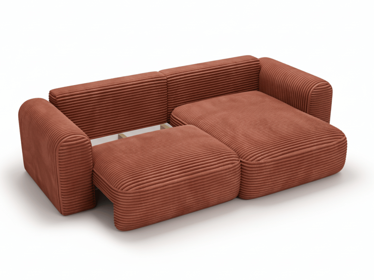 Canapé d’Angle Convertible LUMA – Velours Côtelé Épais – Coffre de Rangement