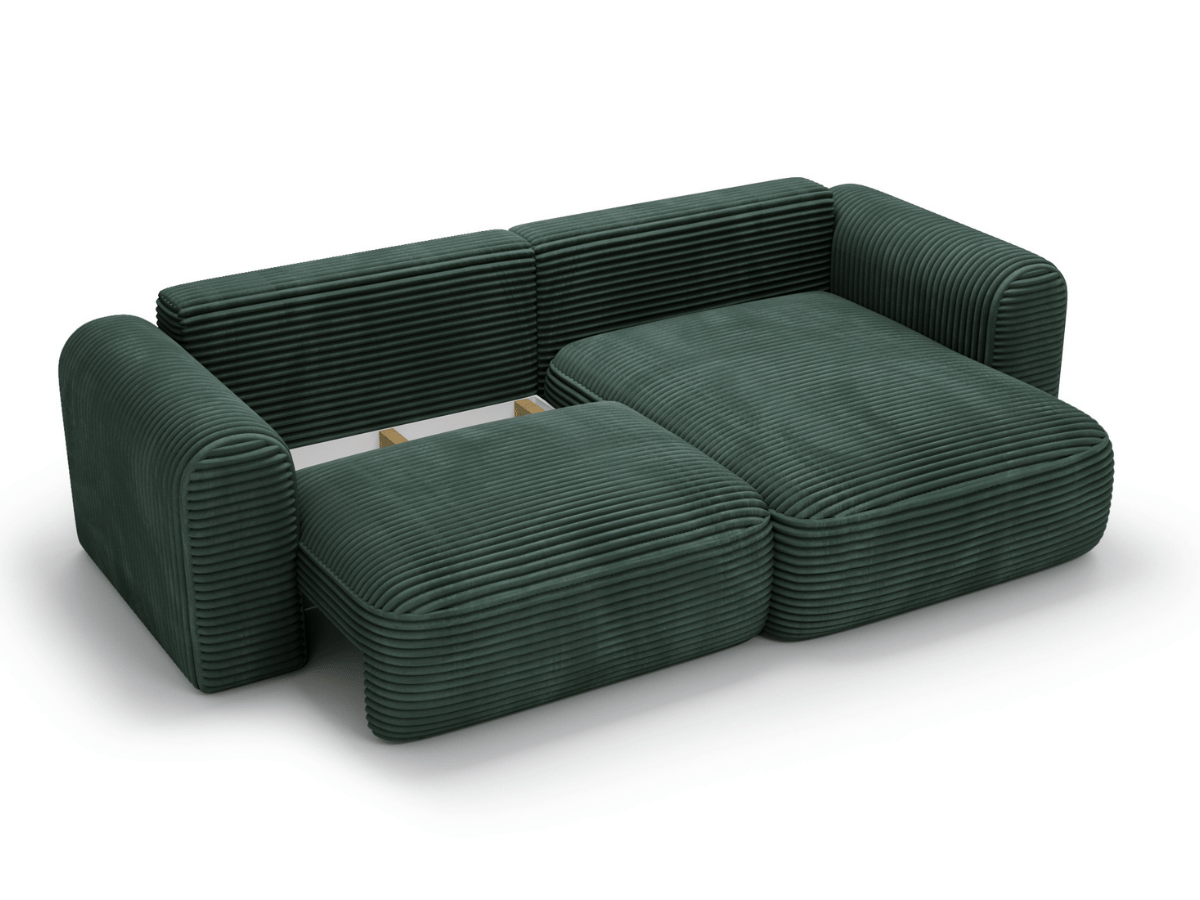 Canapé d’Angle Convertible LUMA – Velours Côtelé Épais – Coffre de Rangement