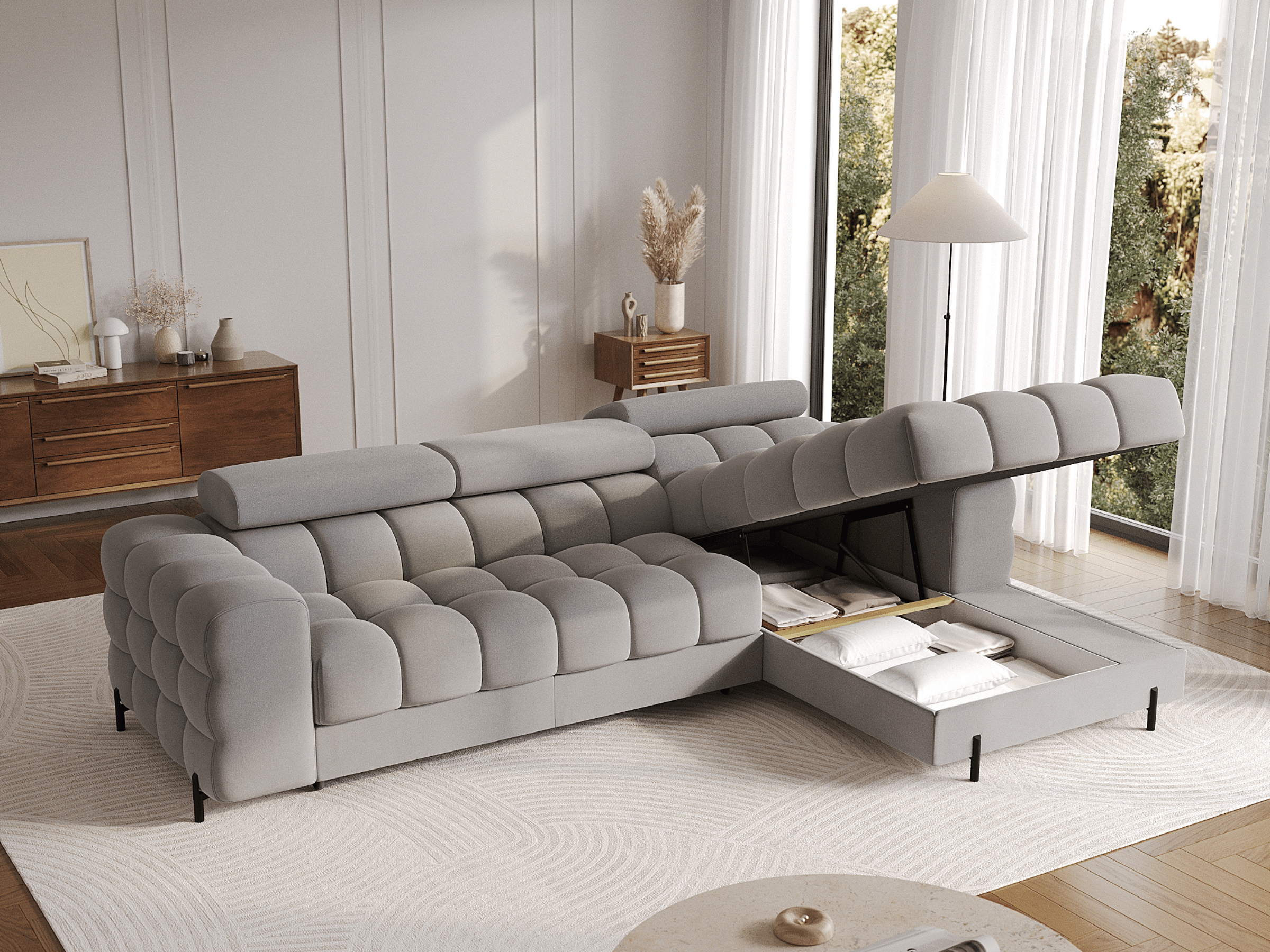 Canapé d’Angle Convertible Montblanc – Design Moderne, Confort Premium & Coffre Intégré