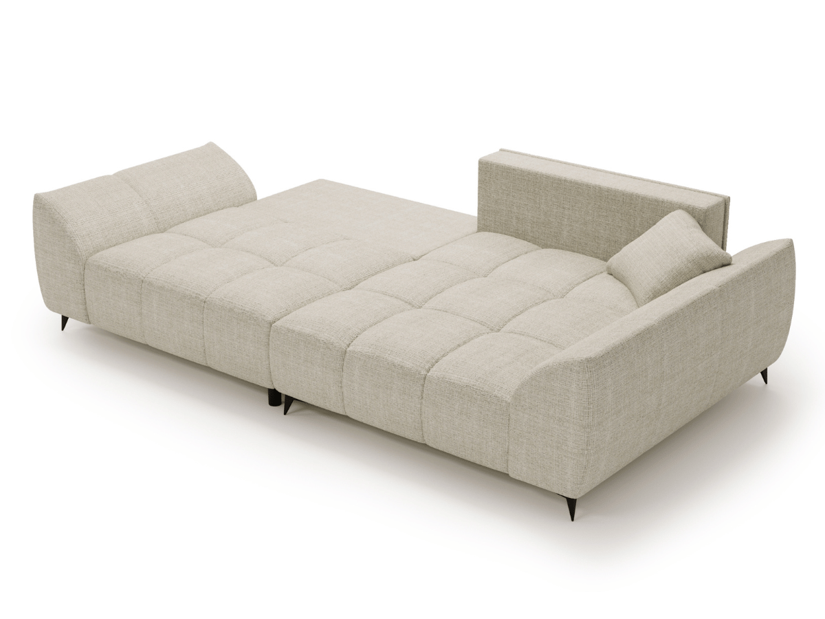 Canapé d’angle Lara – Convertible avec grande méridienne, coffre intégré