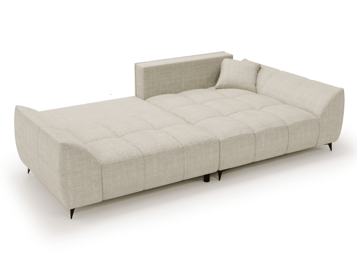 Canapé d’angle Lara – Convertible avec grande méridienne, coffre intégré