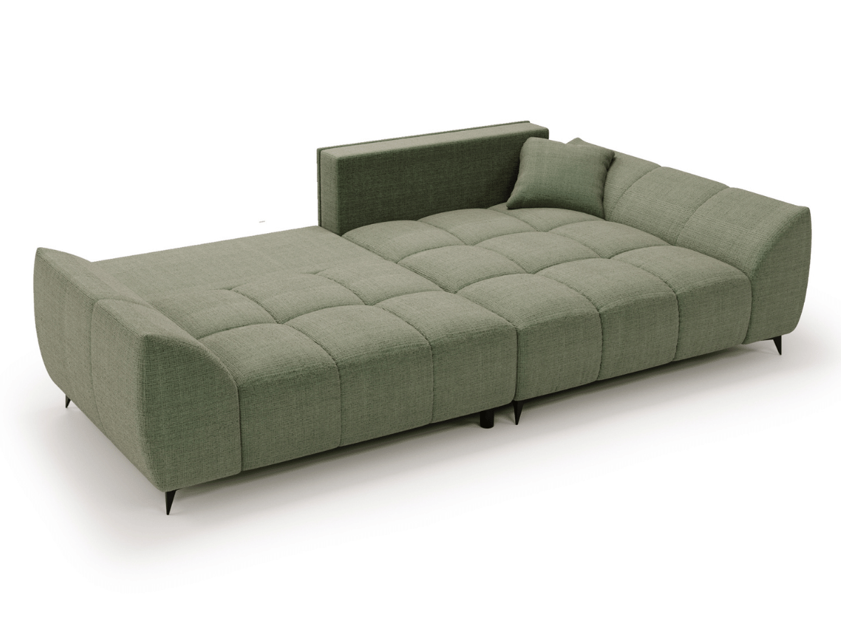 Canapé d’angle Lara – Convertible avec grande méridienne, coffre intégré