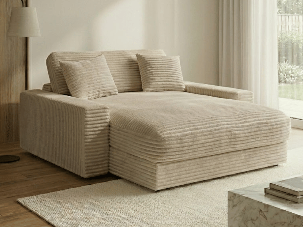 Fauteuil Elena – Grand Fauteuil 160 cm en Velours Côtelé | Confort XXL