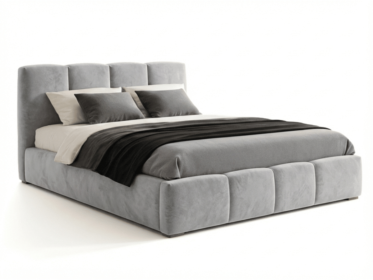 Lit coffre BUBBLE en velours – Lit double design avec rangement intégré et tête de lit épaisse rembourrée – Beige, Gris, Noir