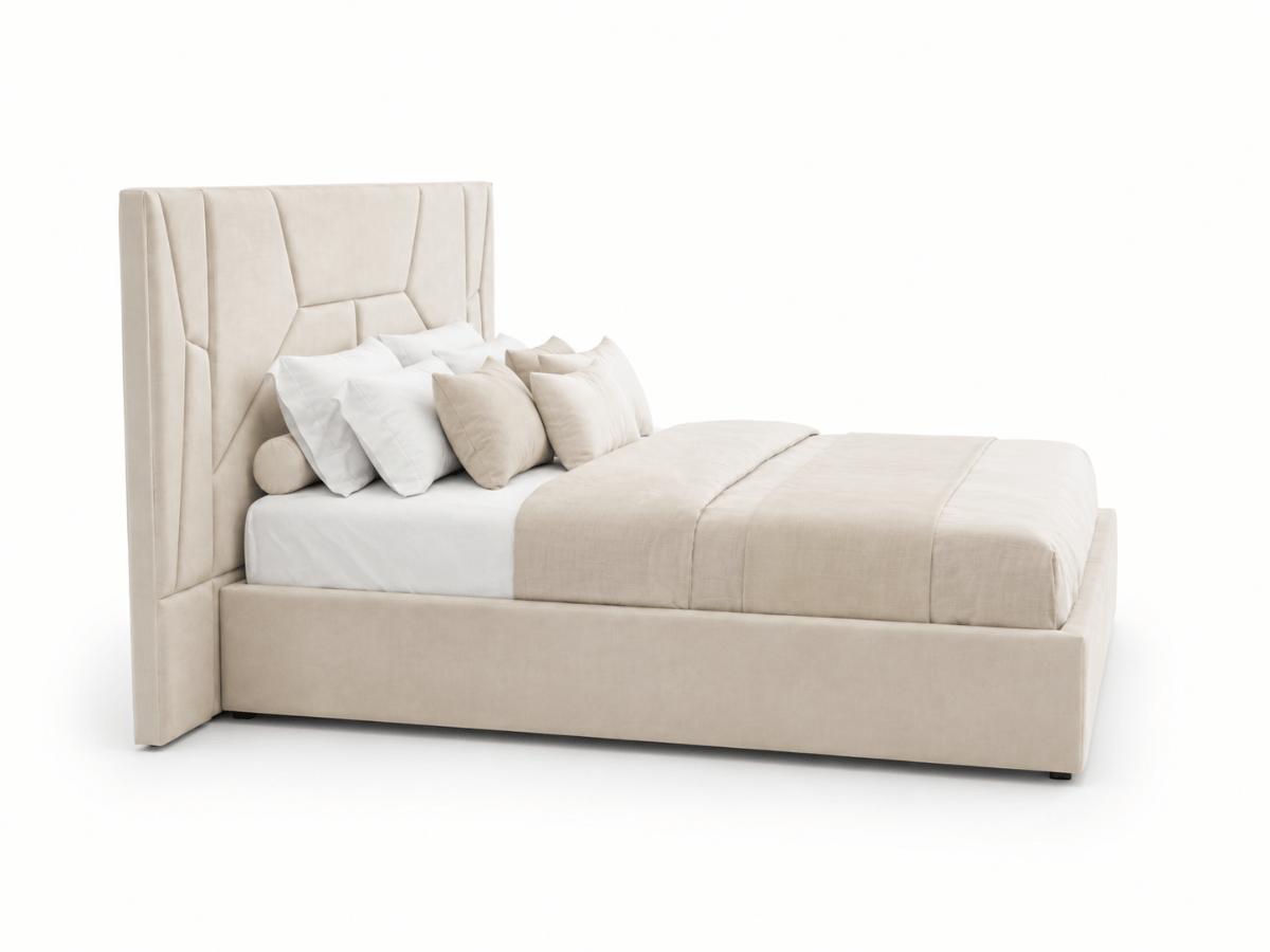 Lit coffre MIRAGE – Grande tête de lit design avec éclairage LED intégré