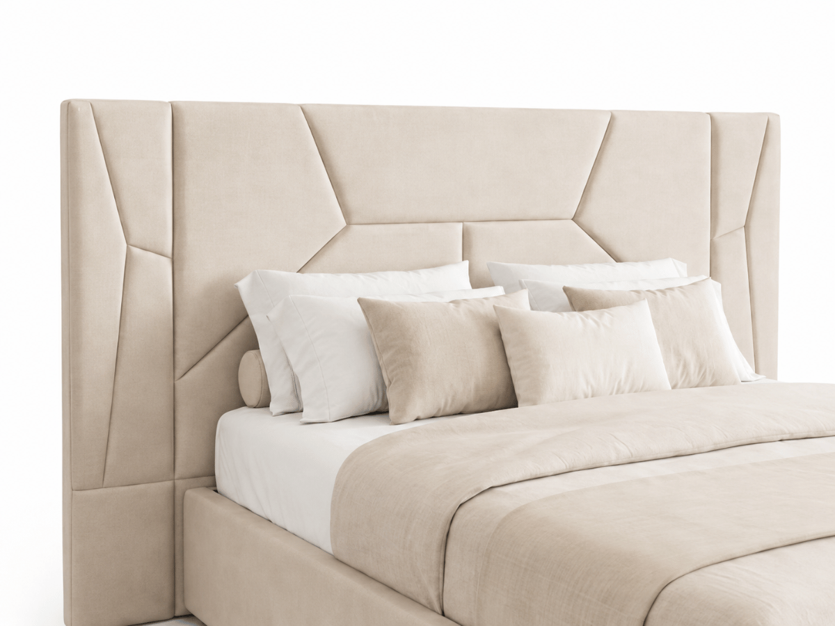 Lit coffre MIRAGE – Grande tête de lit design avec éclairage LED intégré