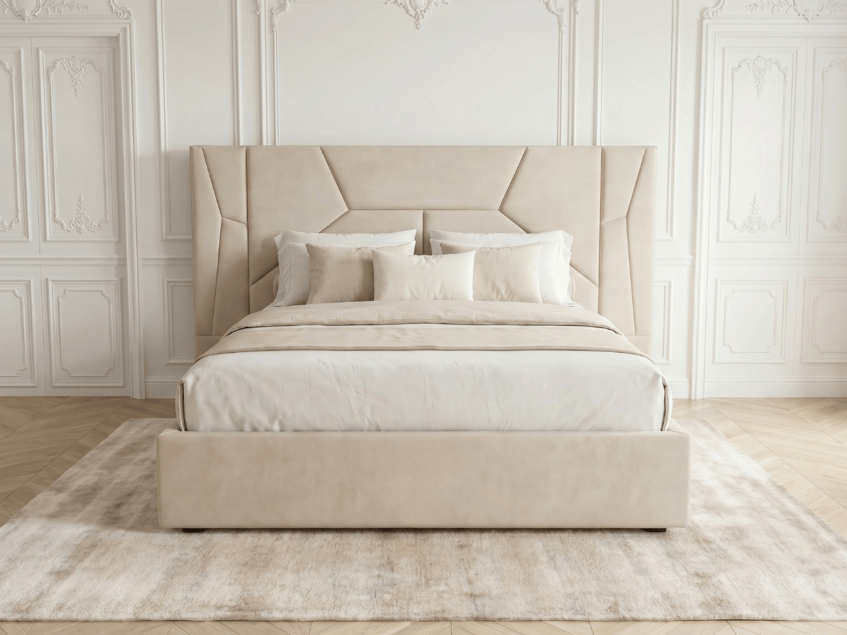 Lit coffre MIRAGE – Grande tête de lit design avec éclairage LED intégré