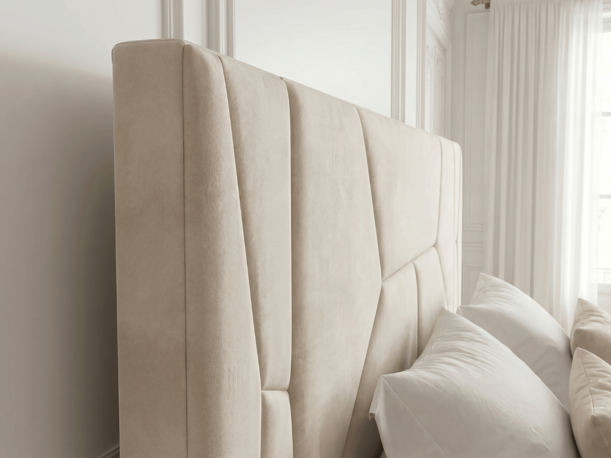 Lit coffre MIRAGE – Grande tête de lit design avec éclairage LED intégré
