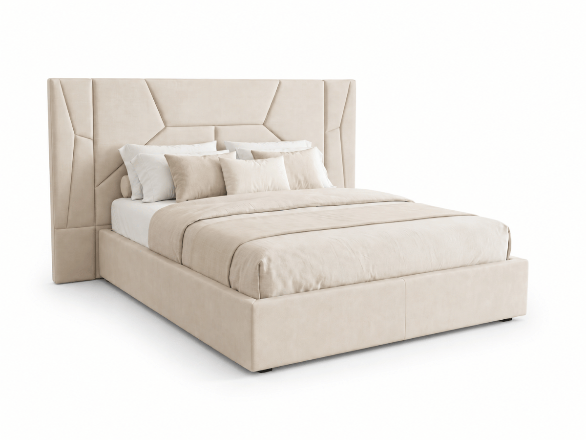 Lit coffre MIRAGE – Grande tête de lit design avec éclairage LED intégré