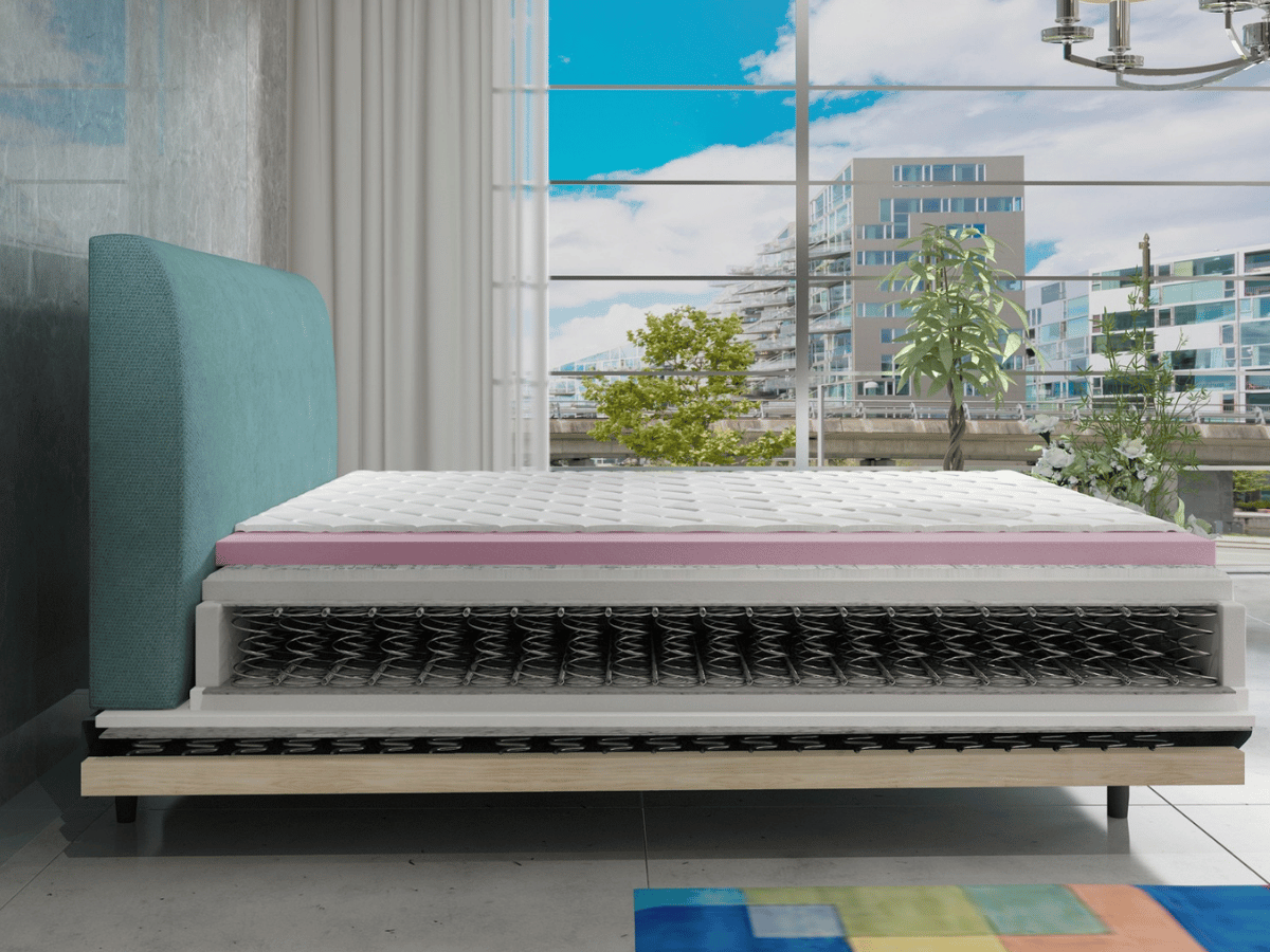 Lit design sommier + matelas boxspring ASTERIA - 160x200 Simili cuir Noir