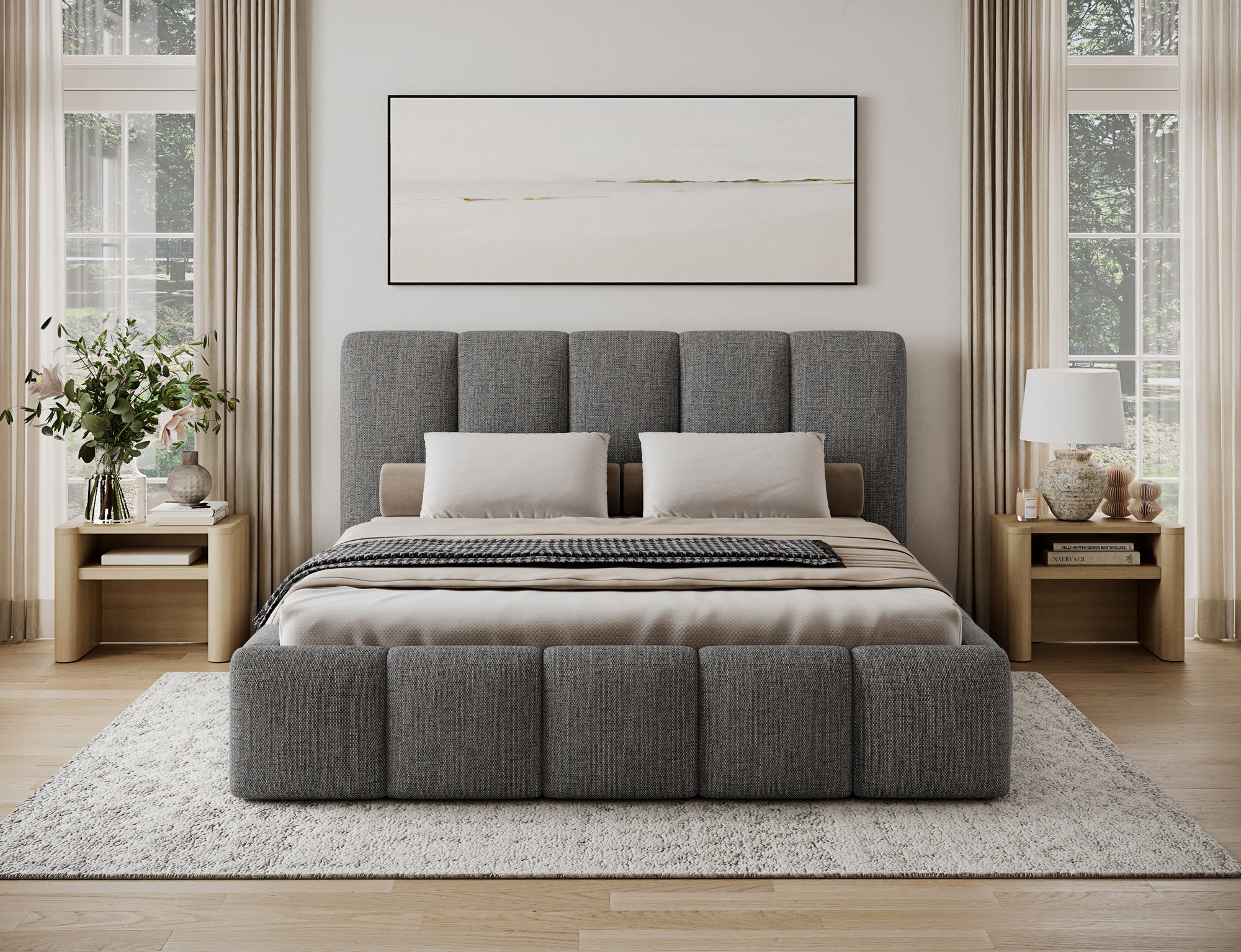 Lit coffre Fuji – design matelassé et rangement intégré
