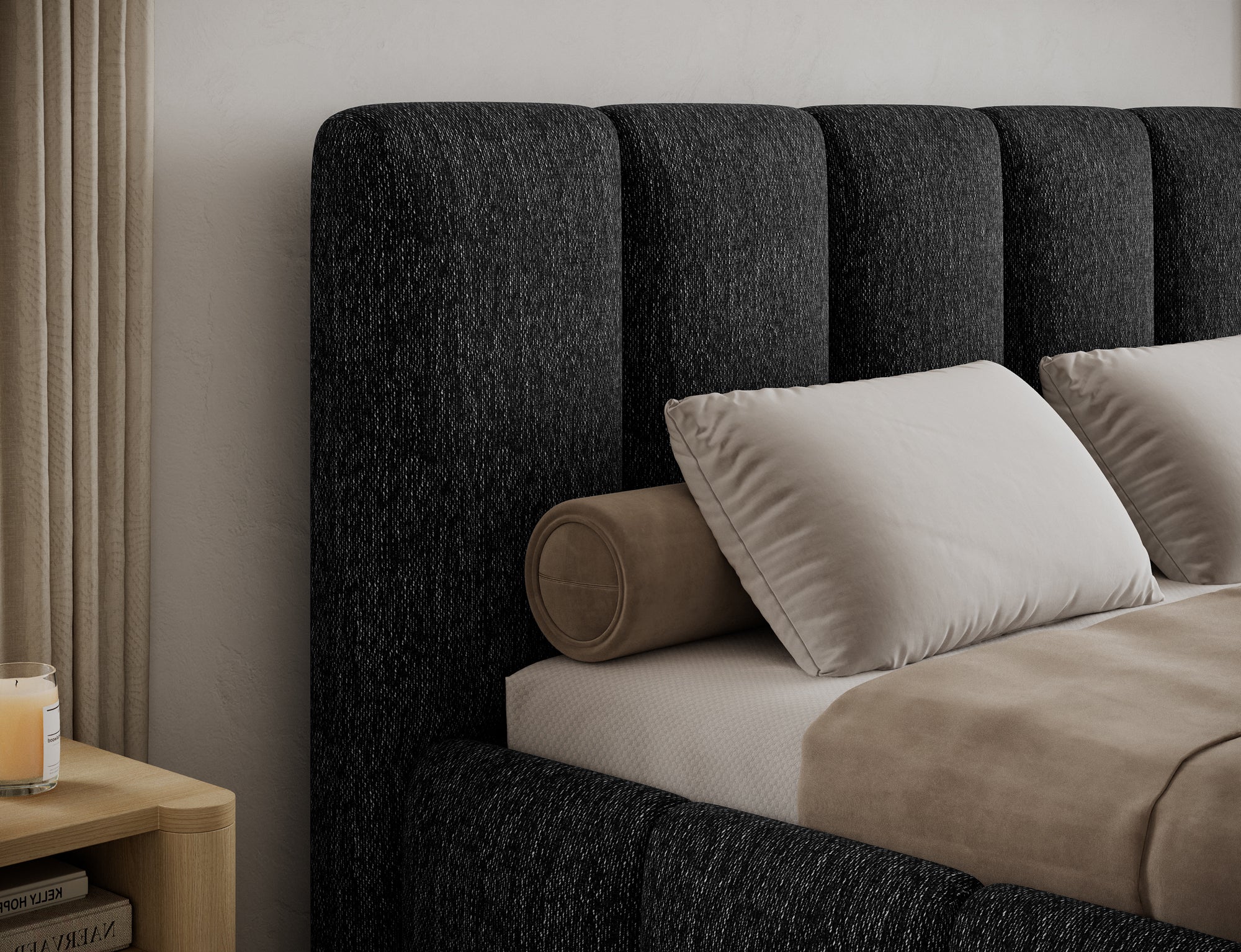 Lit coffre Fuji – design matelassé et rangement intégré