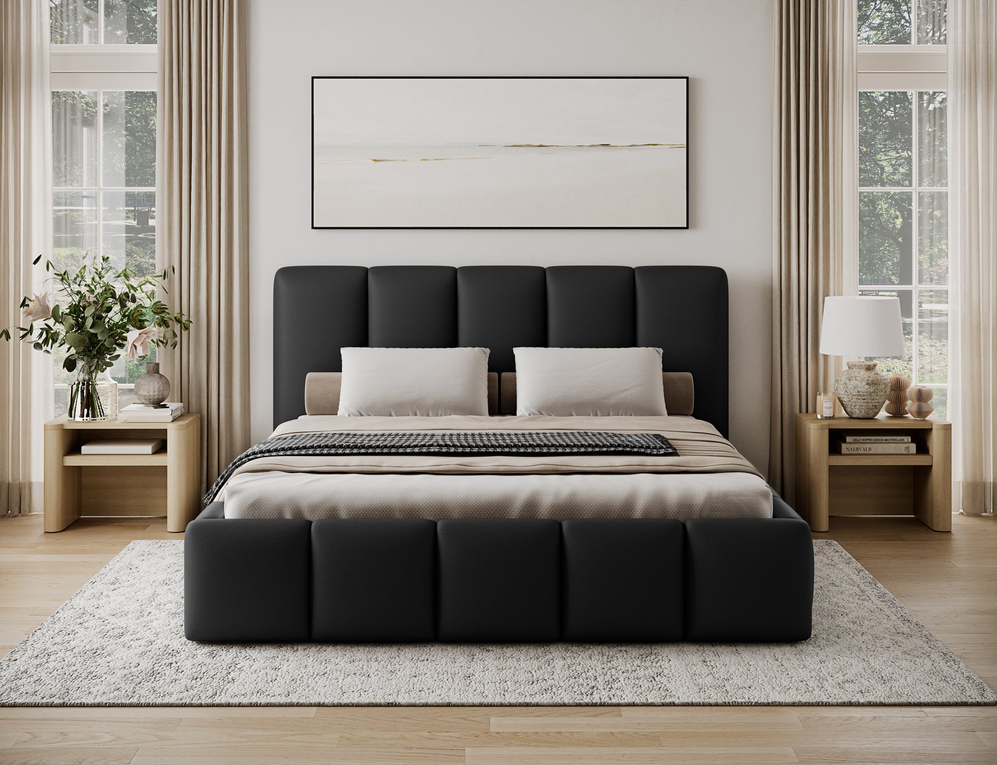 Lit coffre Fuji – design matelassé et rangement intégré