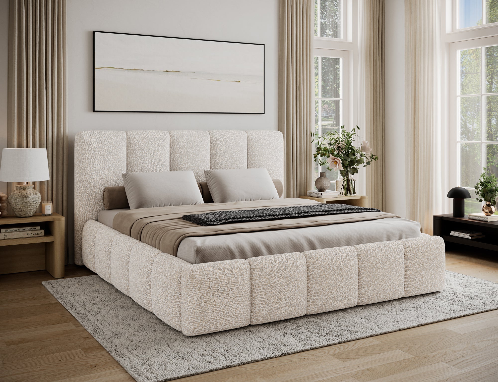 Lit coffre Fuji – design matelassé et rangement intégré