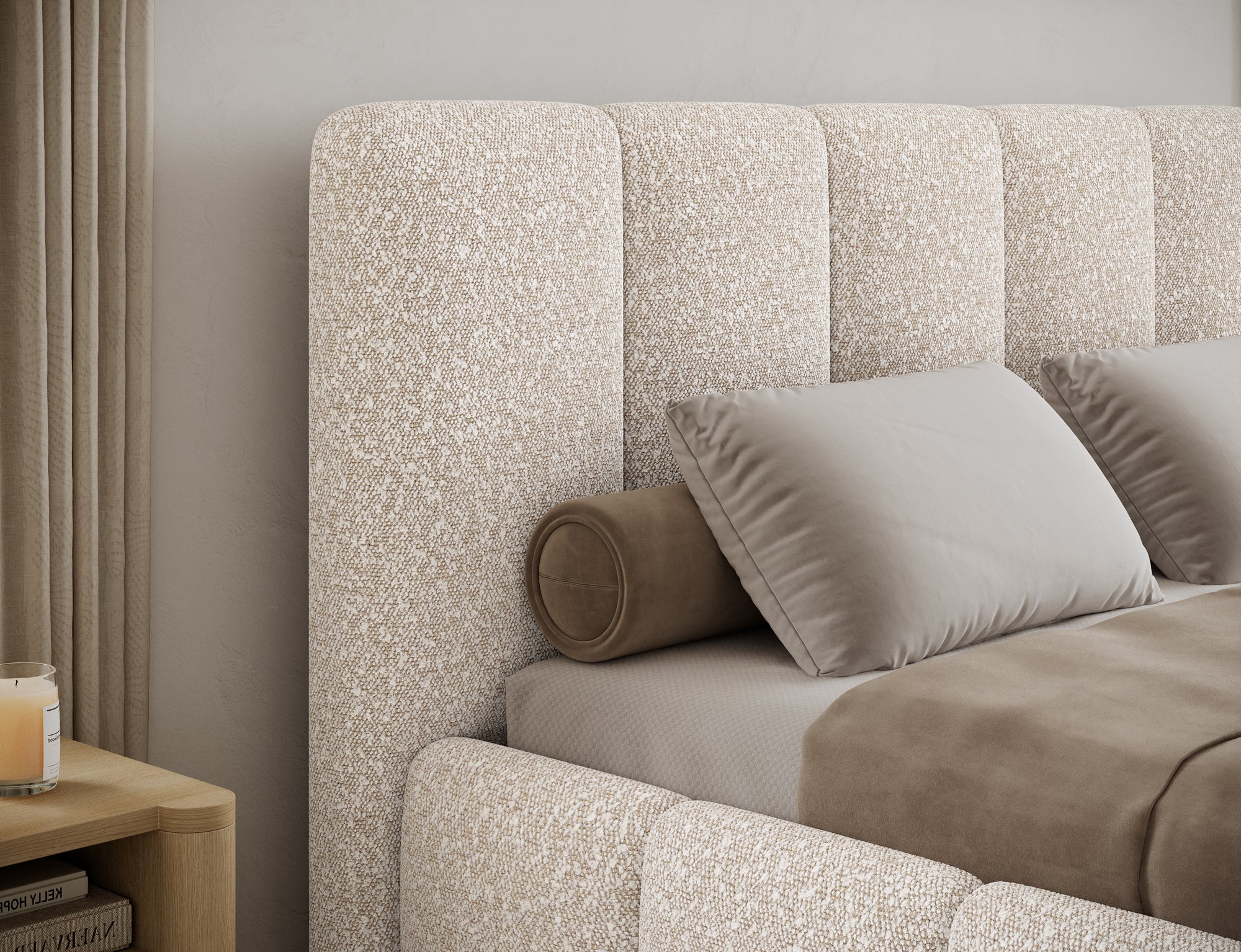 Lit coffre Fuji – design matelassé et rangement intégré