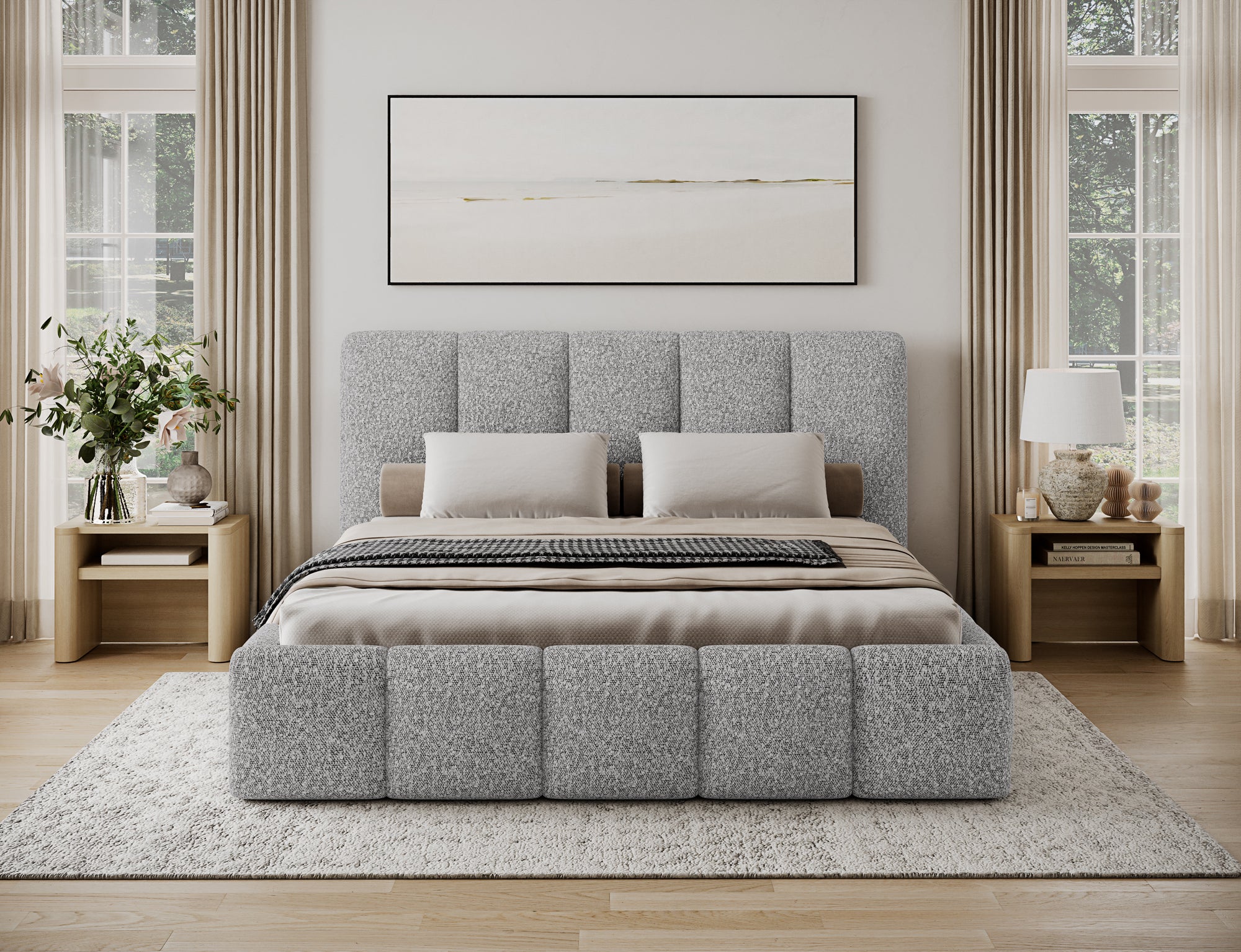 Lit coffre Fuji – design matelassé et rangement intégré