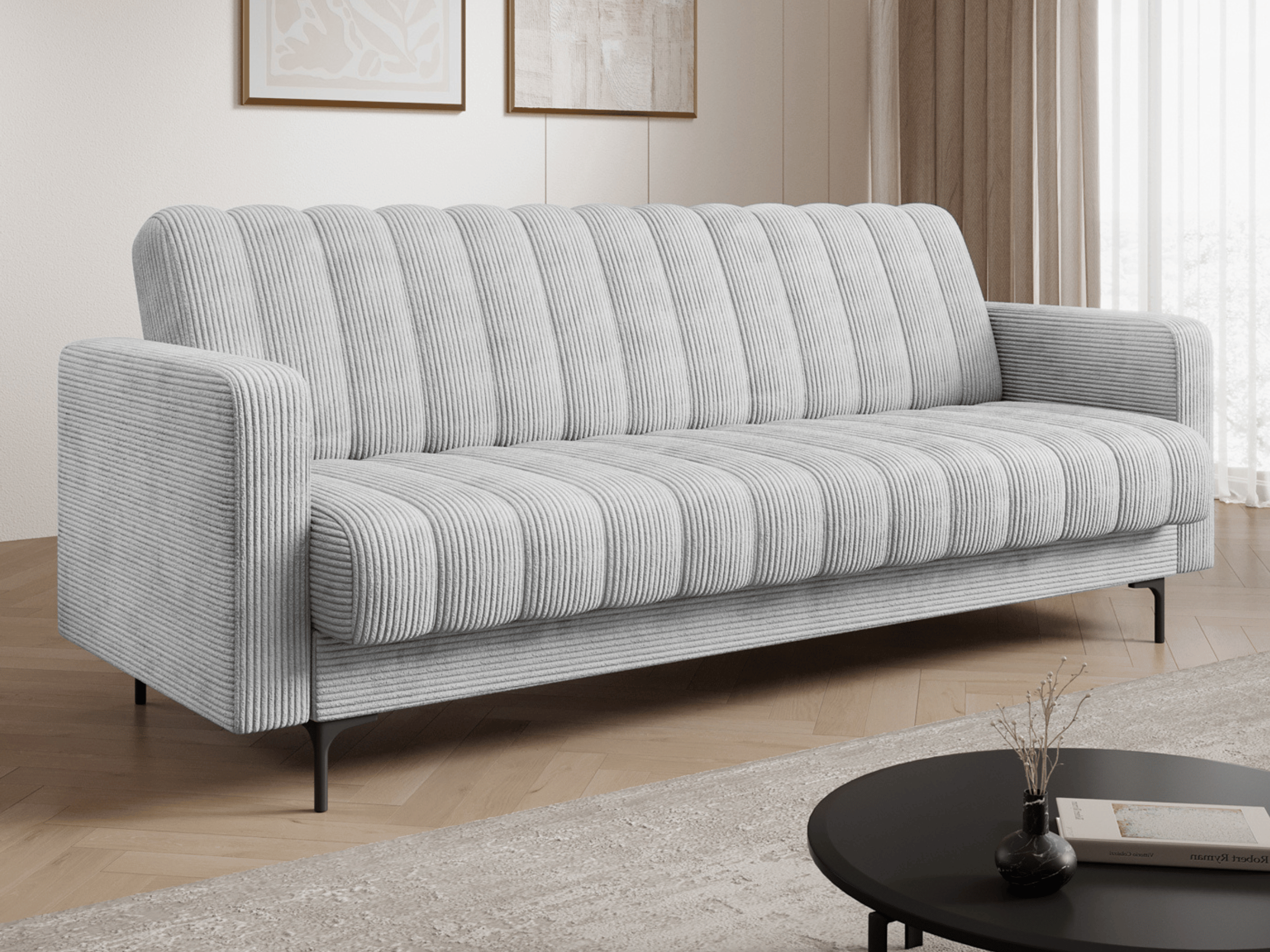 Canapé-lit FUJI – Convertible avec coffre de rangement, assise capitonnée et mécanisme Click-Clack