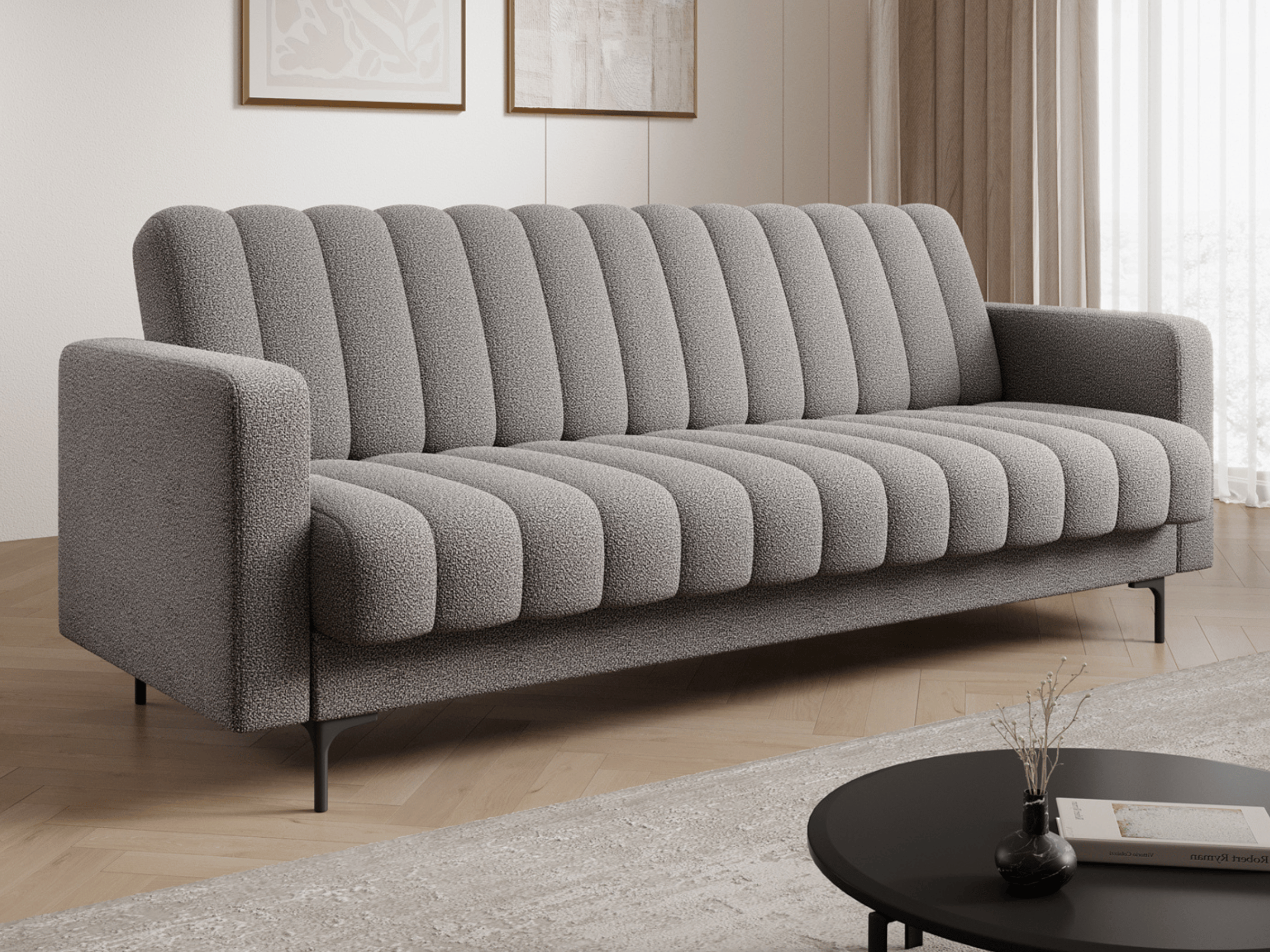 Canapé-lit FUJI – Convertible avec coffre de rangement, assise capitonnée et mécanisme Click-Clack