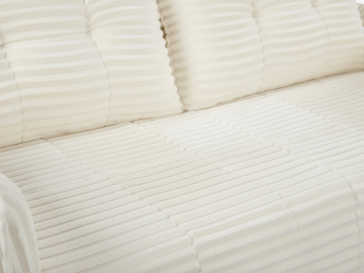 Canapé 3/4 places en velours côtelé épais – Confort haute densité 35 kg – Beige – MILO